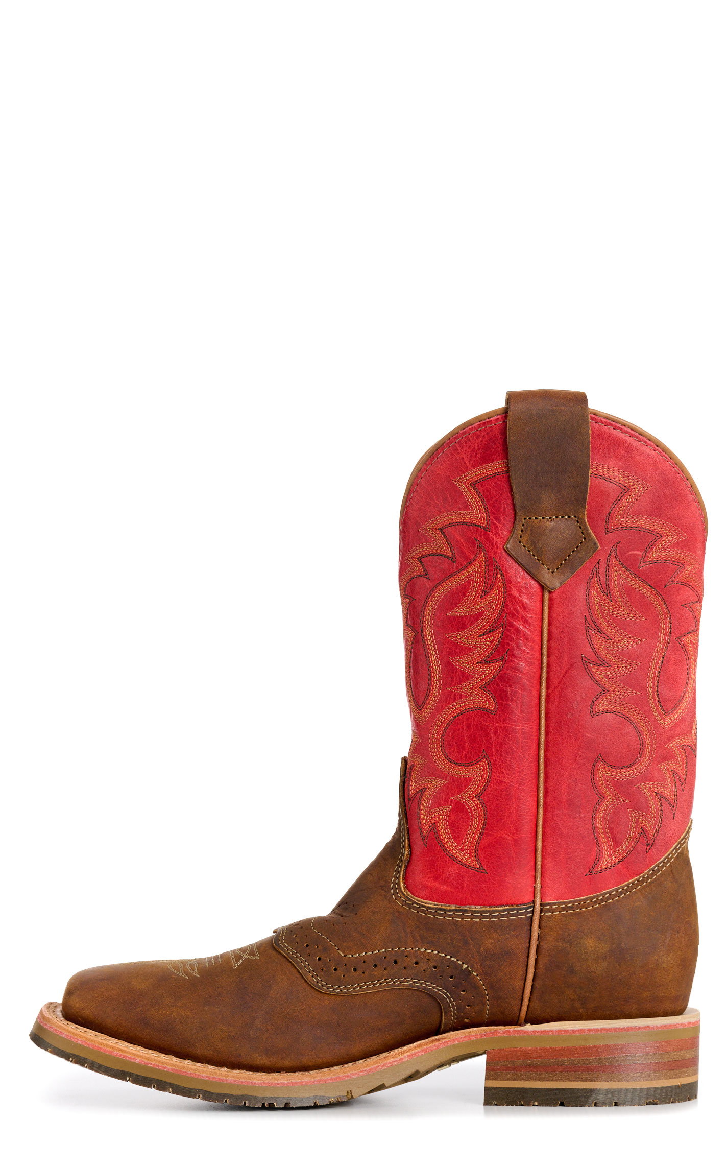 Double H Men’s Red ICE Collection Crazy Horse Leather Square Toe Cowboy Boots - Image 1
