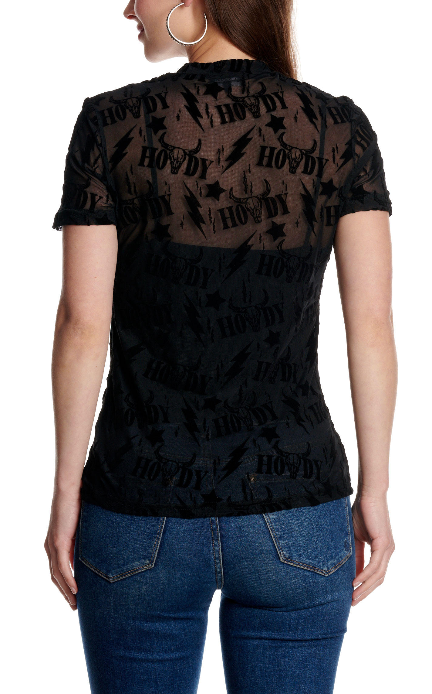 Merigold Kiss Women's Thunder Roll Black Mesh Top - Image 1