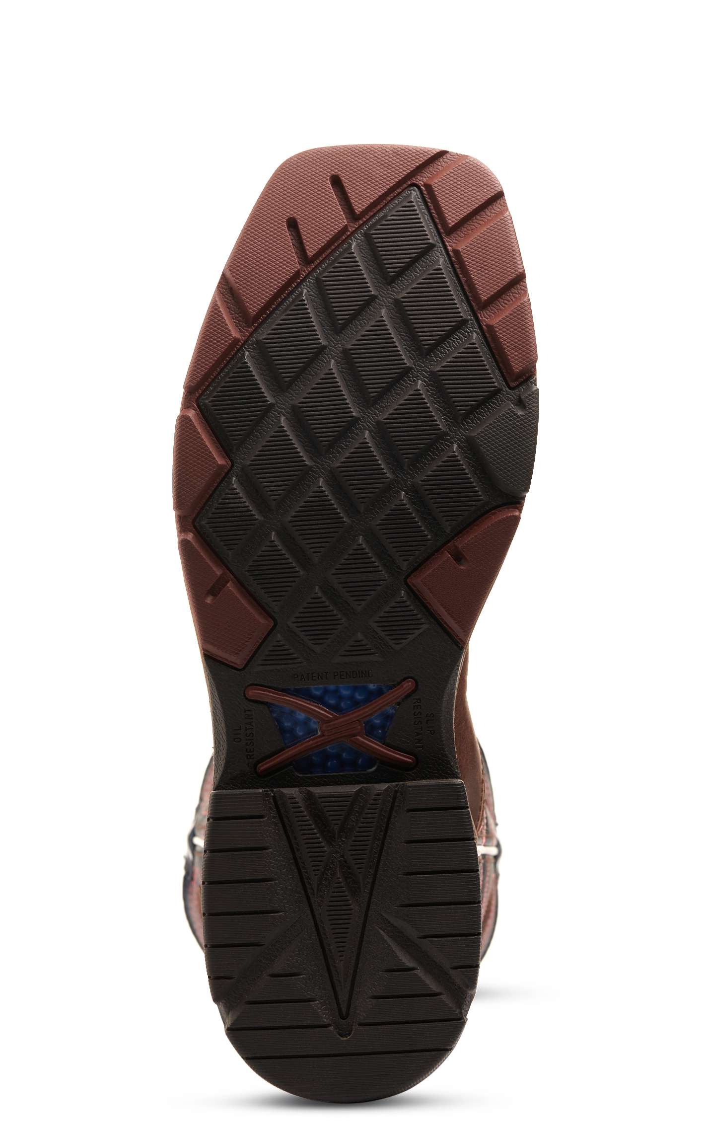 Twisted X Men's Mocha Brown and Navy Blue with Cross Embroidery Waterproof Wide Square Alloy Toe Work Boot - Image 1
