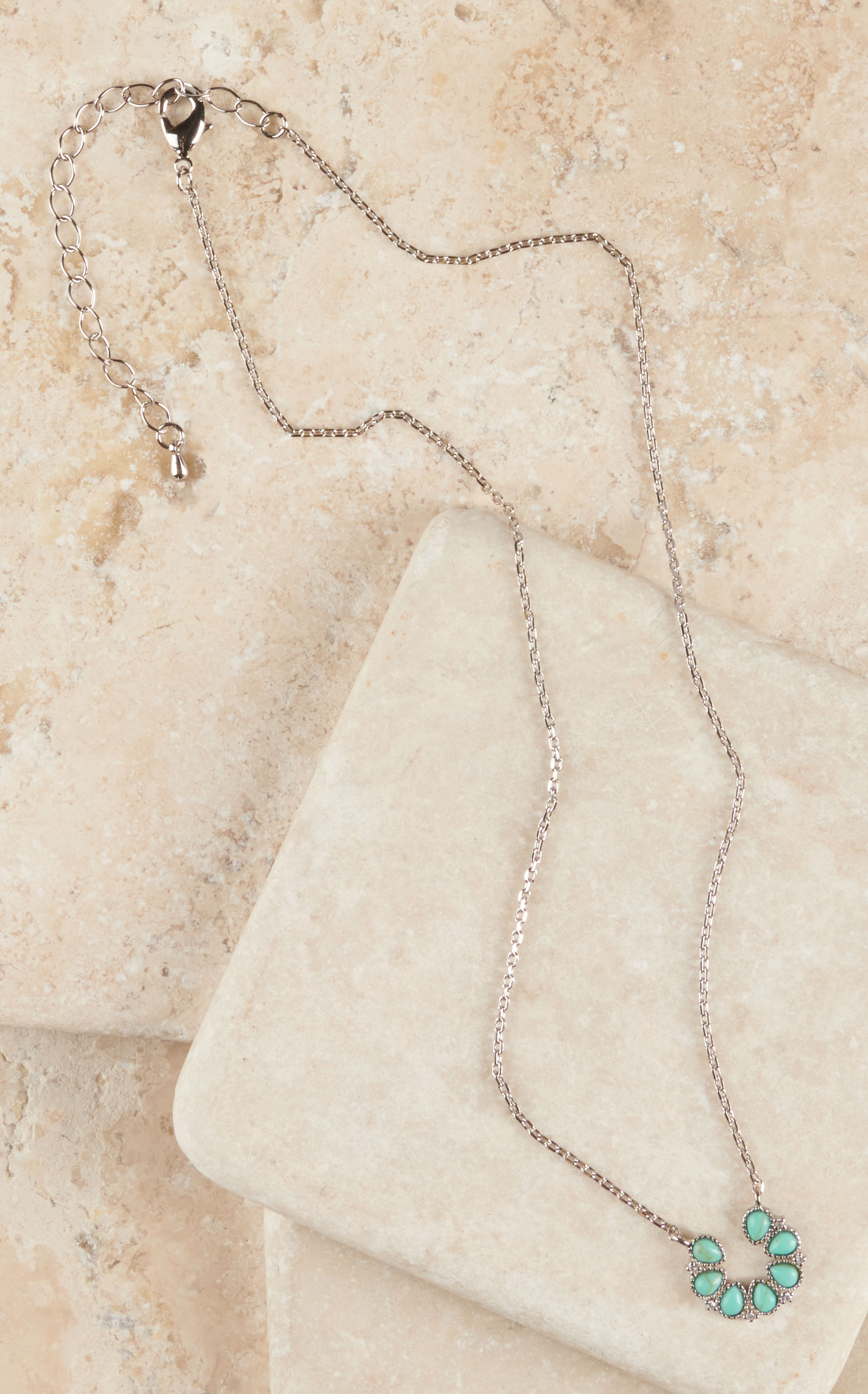 Montana Silversmiths Silver Delicate Chain with Tiny Turquoise Squash Blossom Necklace - Image 1