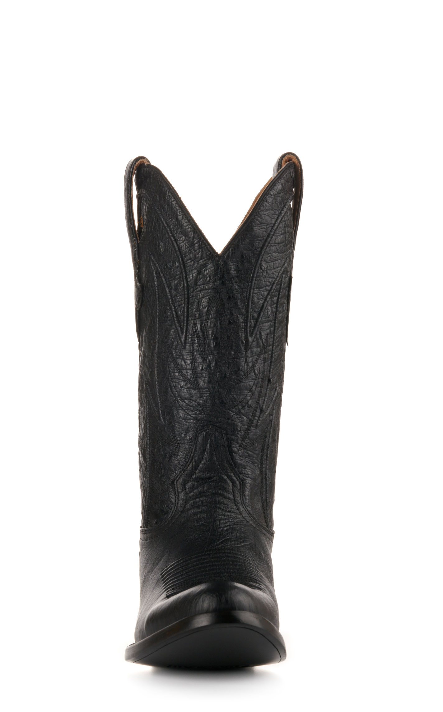 JRC & Sons Men's Cooper Smooth Quill Ostrich Round Toe Exotic Cowboy Boot in Black - Image 1