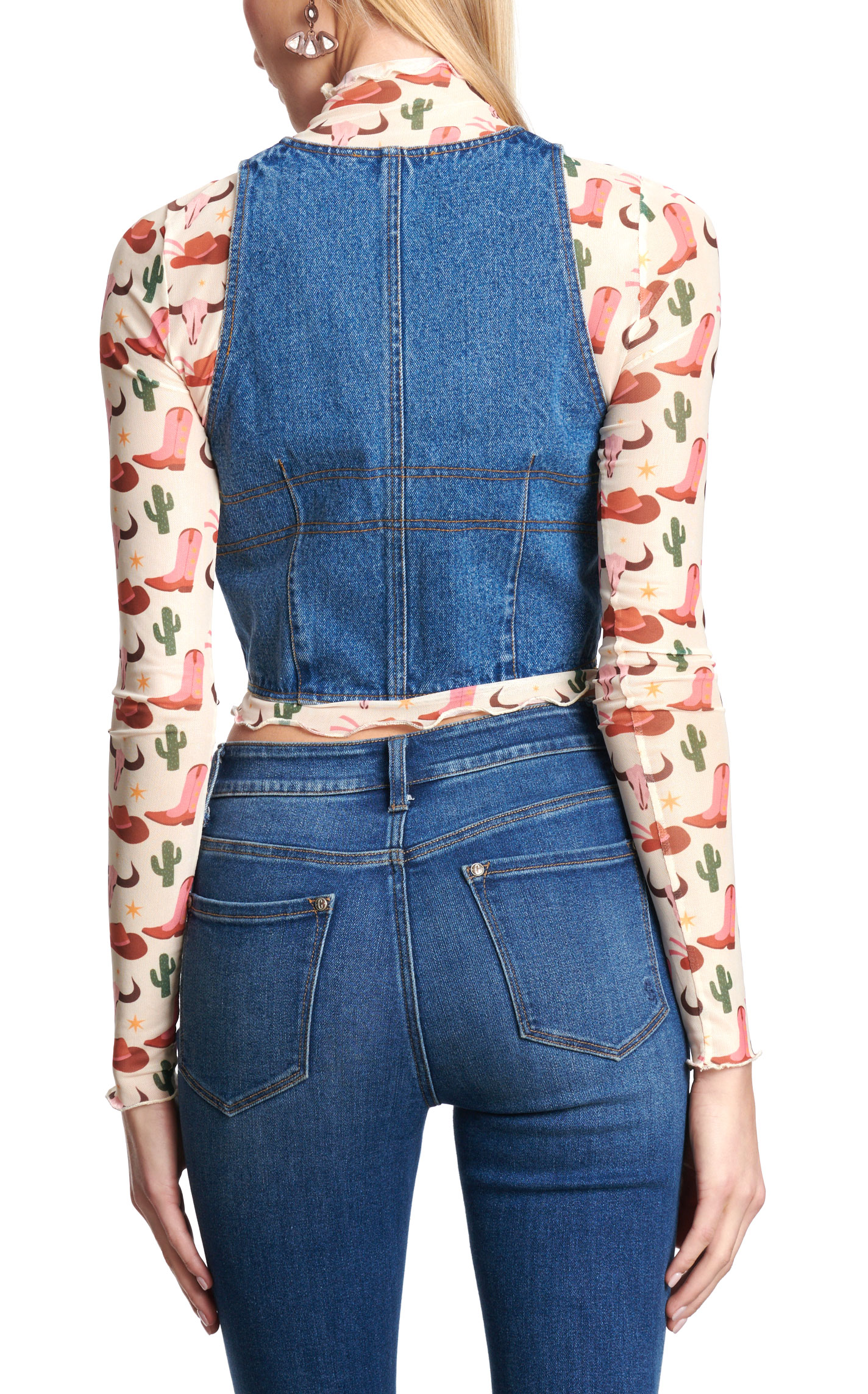 Rockin C Women's Medium Wash Denim Vest - Image 1