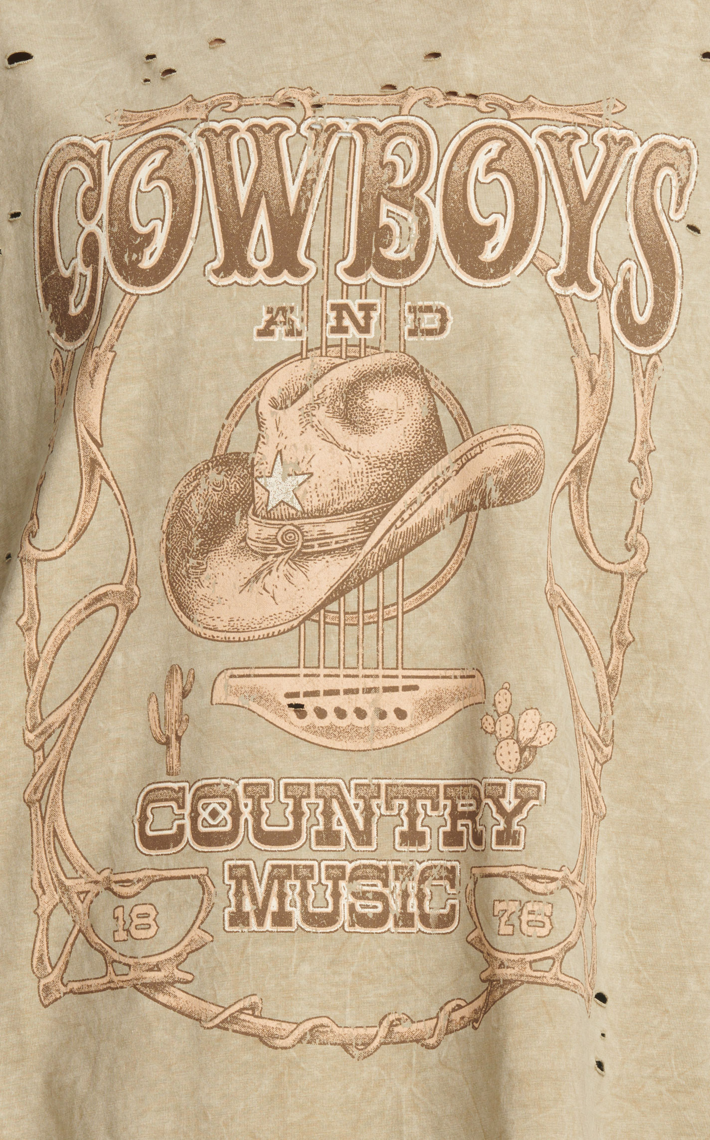 Zutter Women's Latte Cowboys & Country Music Graphic T-Shirt - Image 1