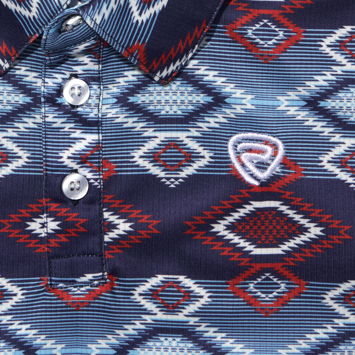 Rock & Roll Denim Boy's Red White & Navy Aztec Polo Shirt - Image 1
