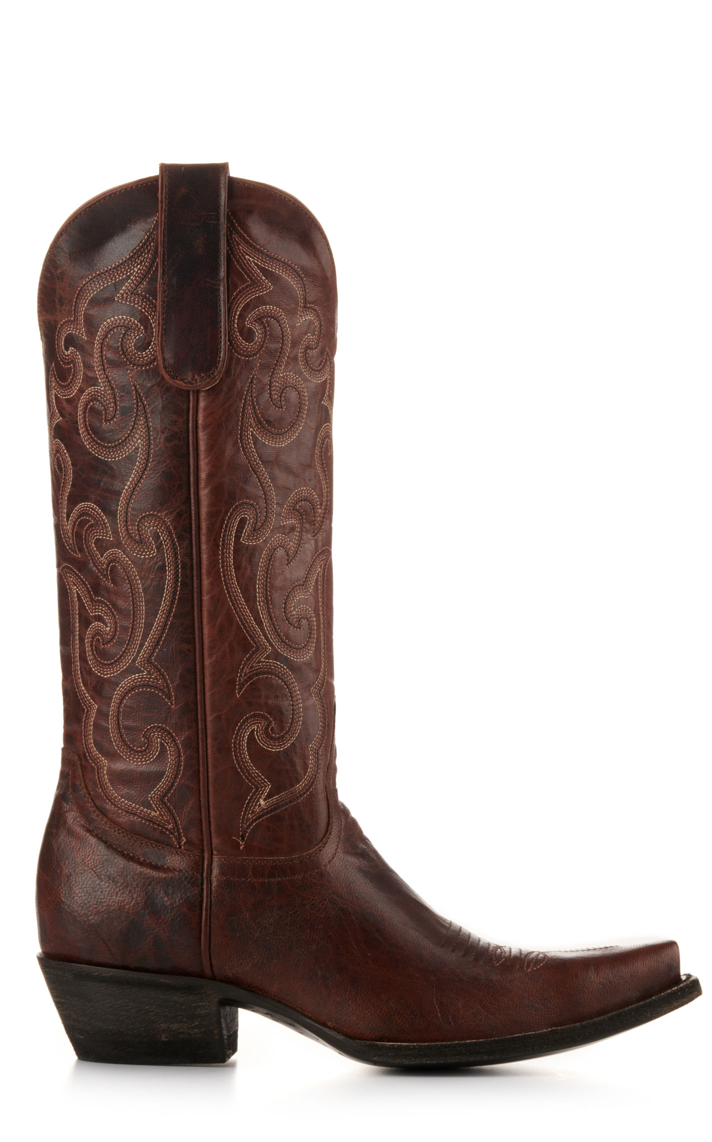 Cavender’s Women’s Brass Brown Goat Leather Snip Toe Cowboy Boots - Image 1