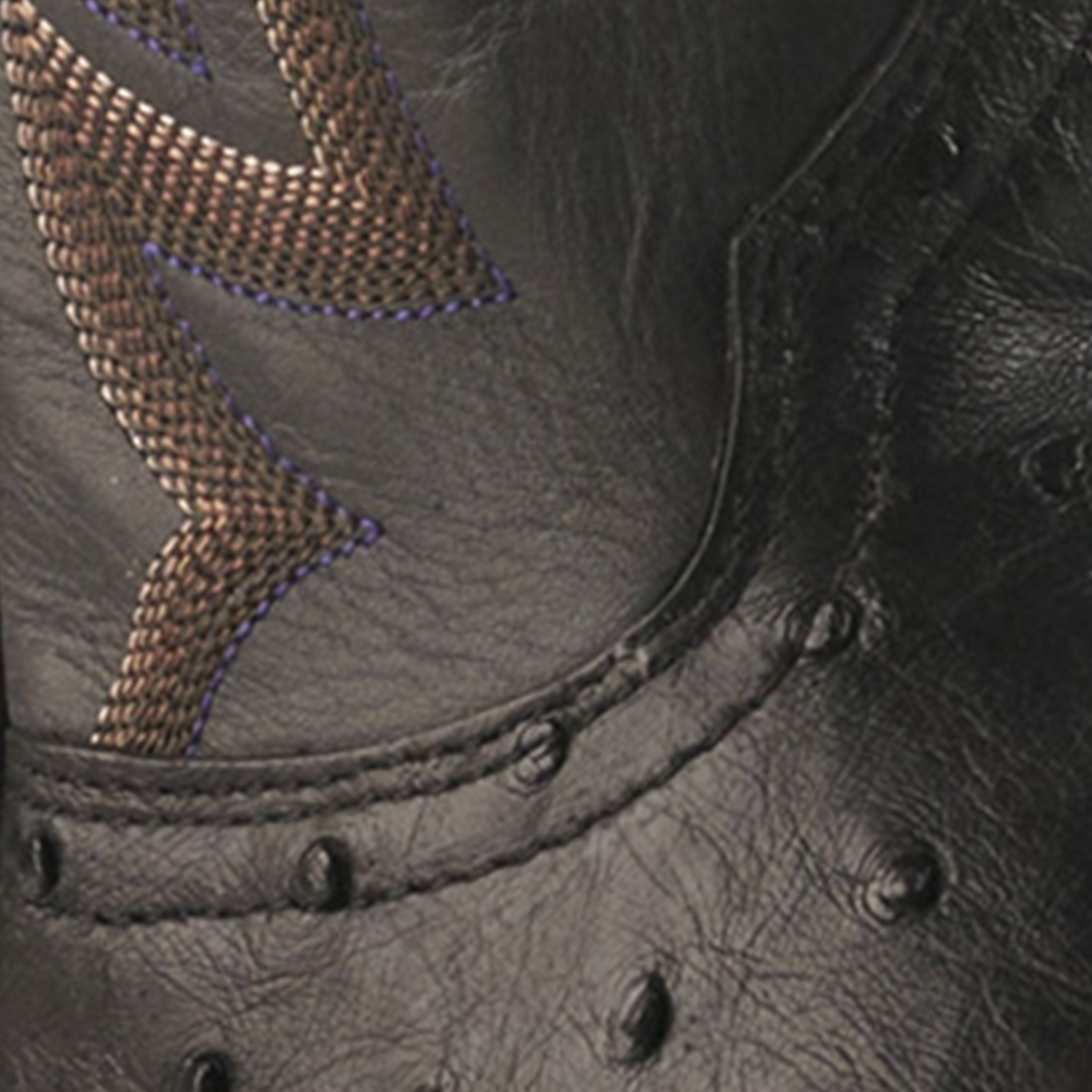 Cavender's Men's Black Full Quill Ostrich Rafter C Wide Square Toe Exotic Cowboy Boots - Image 1