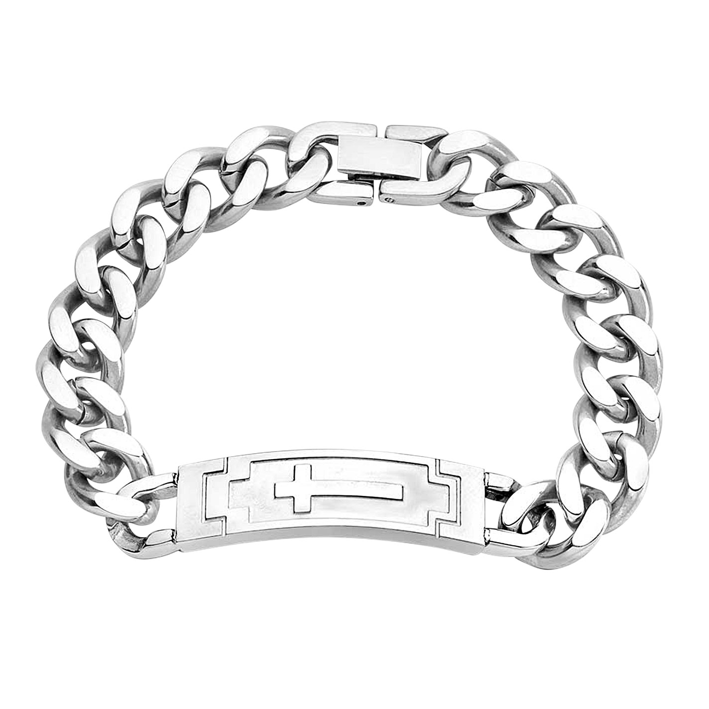 Montana Silversmith Silver Devoted Faith Cross Chunky Link Chain Bracelet - Image 1