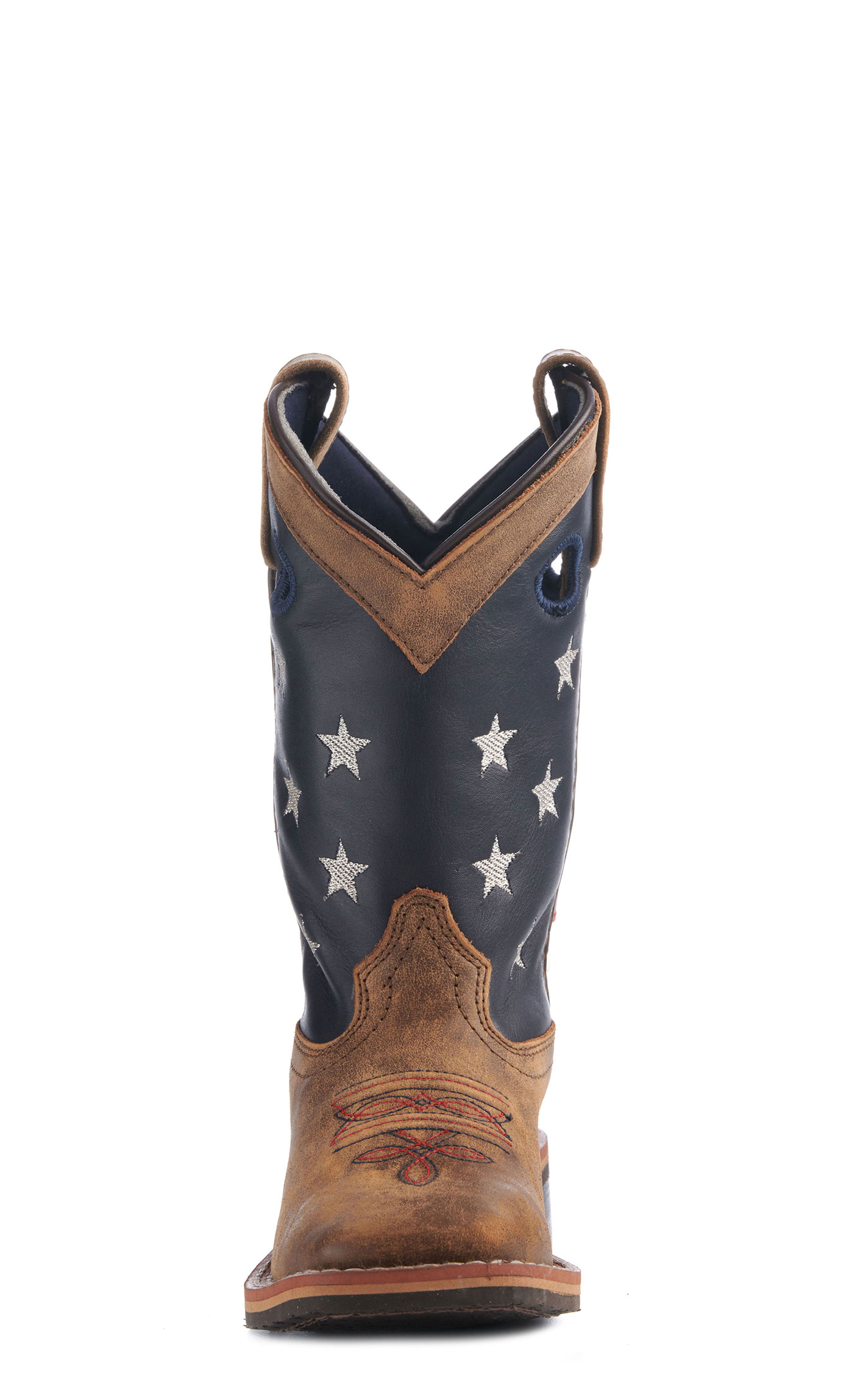 Smoky Mountain Youth Distressed Brown and USA Flag Square Toe Cowboy Boots - Image 1