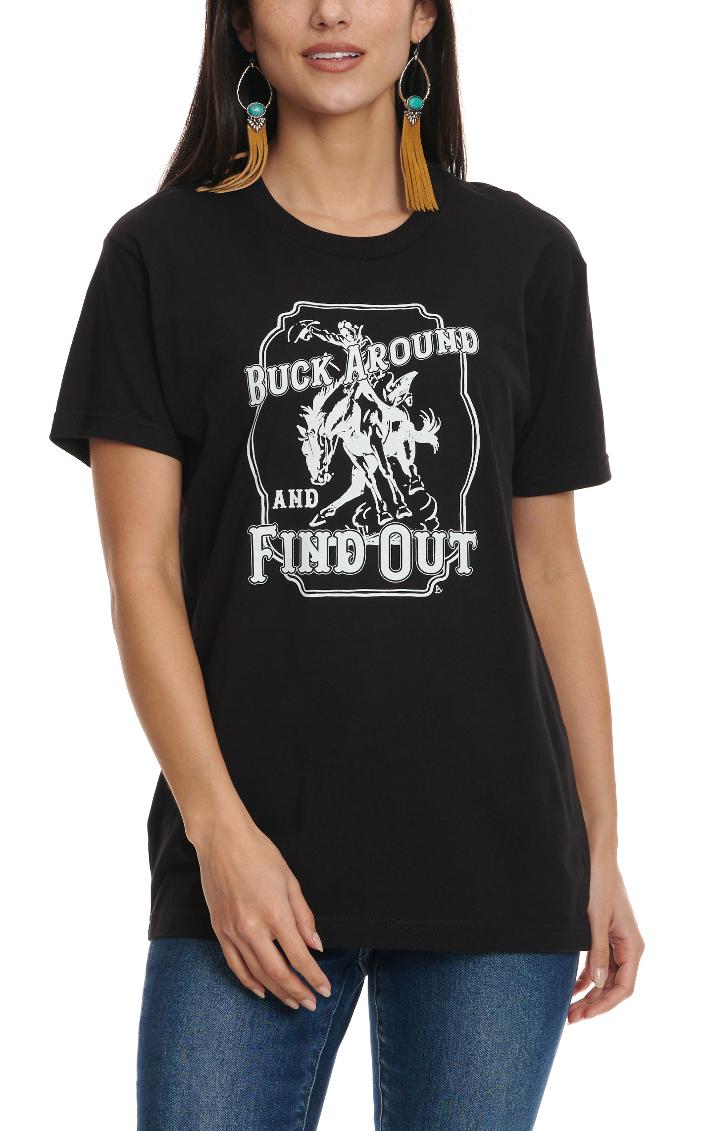 Rockin' A Design Black Buck Around & Find Out Graphic  T-Shirt - Image 2