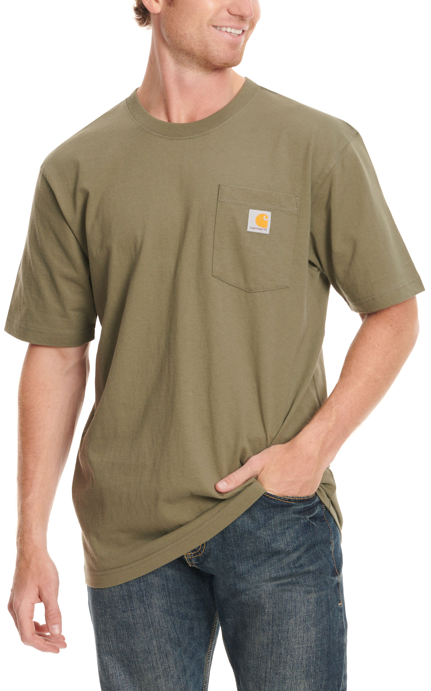 Carhartt Men's Olive Heavy Cotton Loose Fit Work T-Shirt - Image 1