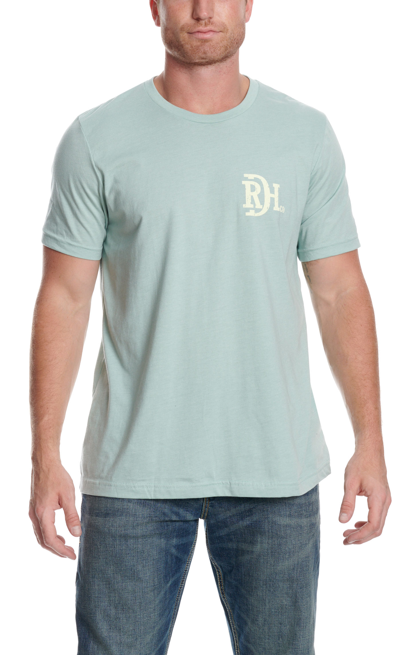 Red Dirt Hat Co. Men's Big Duck Energy Dusty Blue Graphic T-Shirt - Image 1