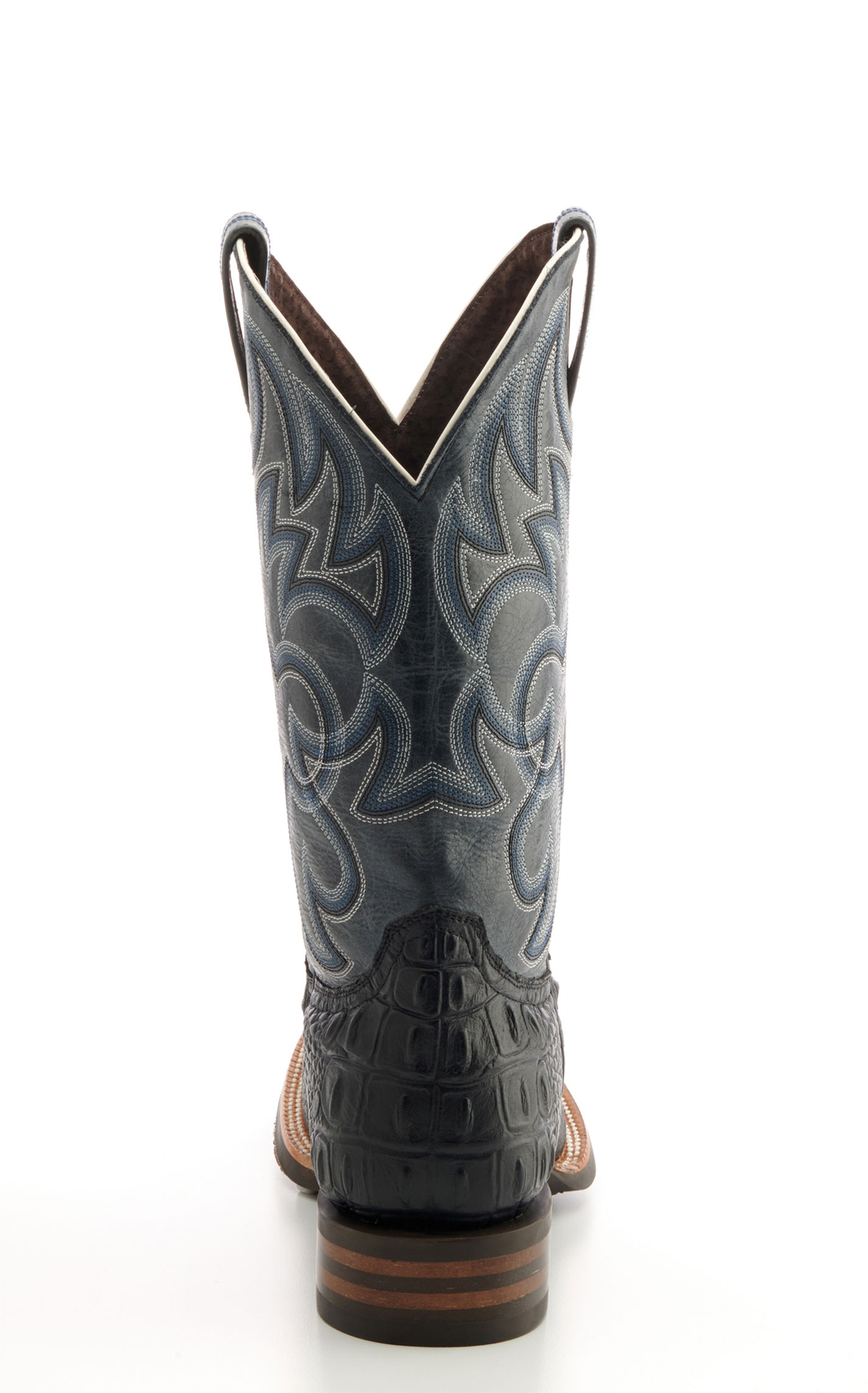 Cavender's Men's Intrepid Black Hornback Alligator Print and Gray Wide Square Toe Cowboy Boot - Image 1