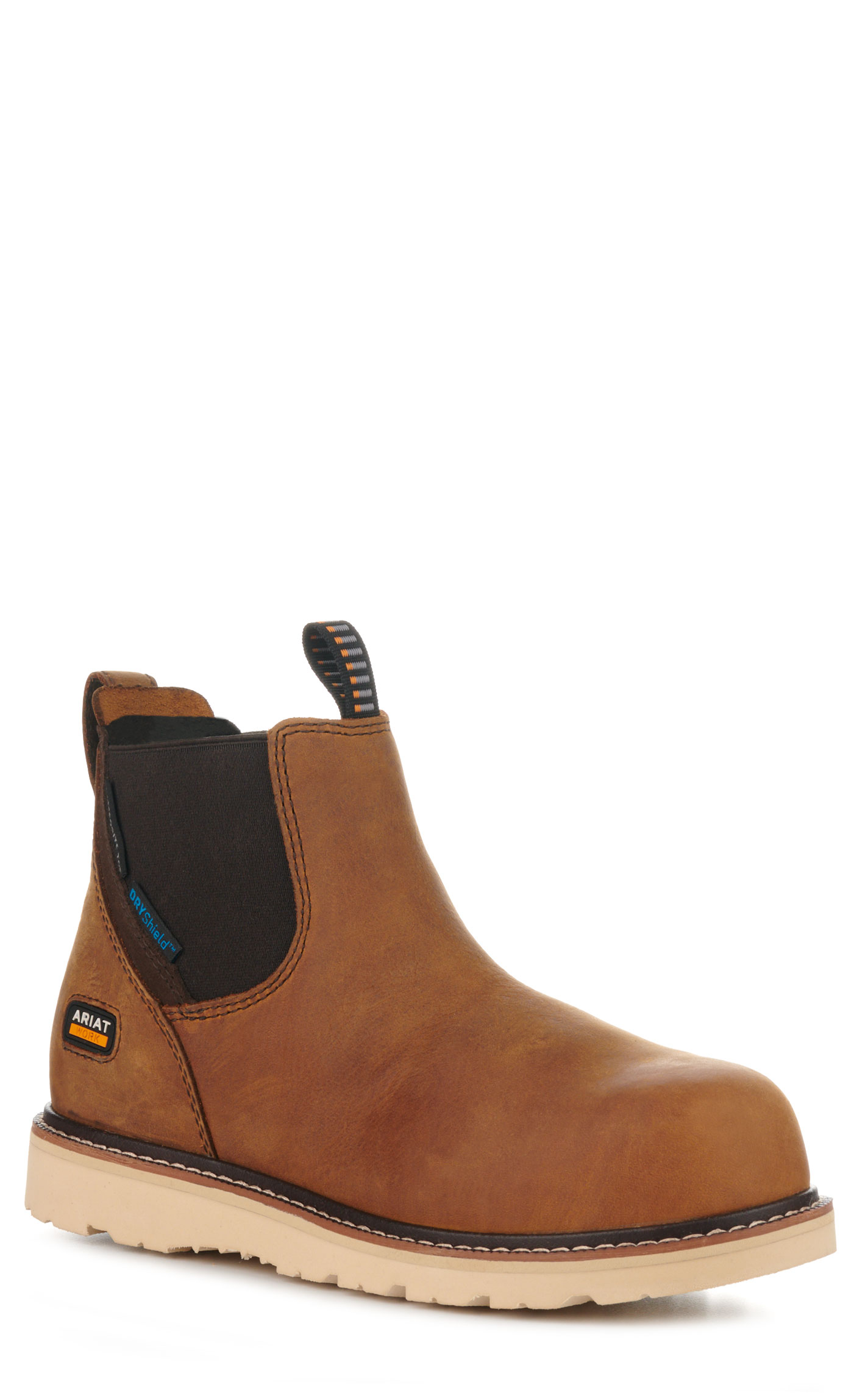 Ariat Women's Rebar Wedge Antique Brown Waterproof Round Composite Toe Chelsea Work Boot - Image 1