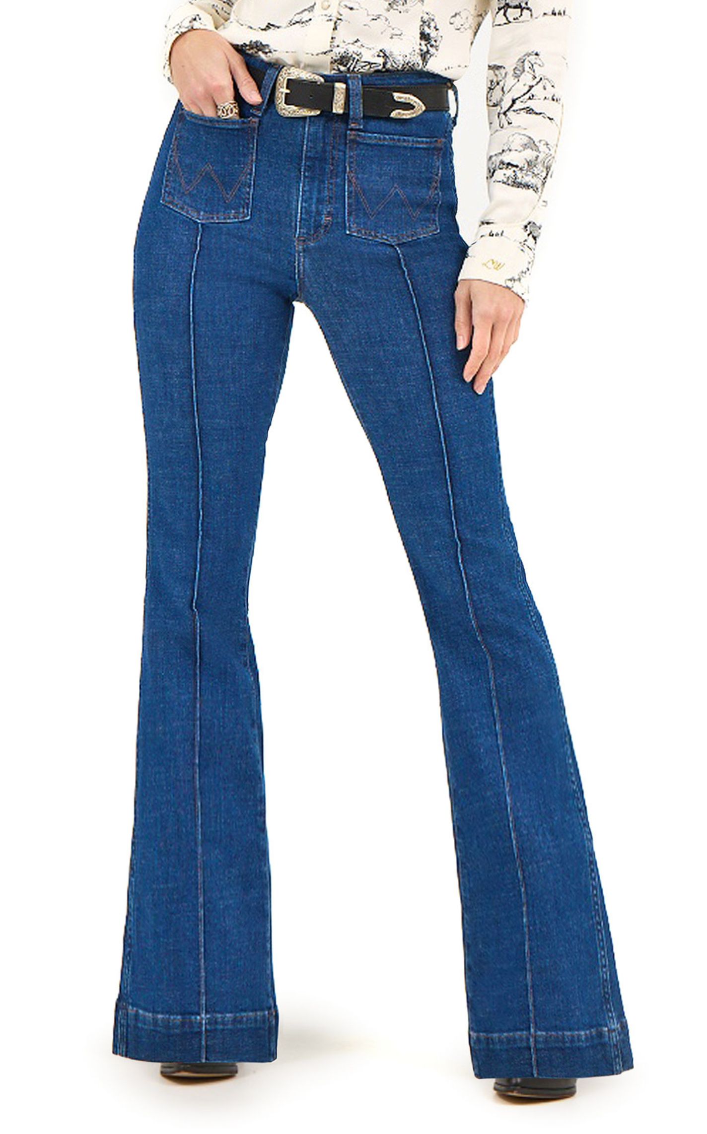 Wrangler X Lainey Wilson Women's Dark Wash Pintuck Jeans - Image 1