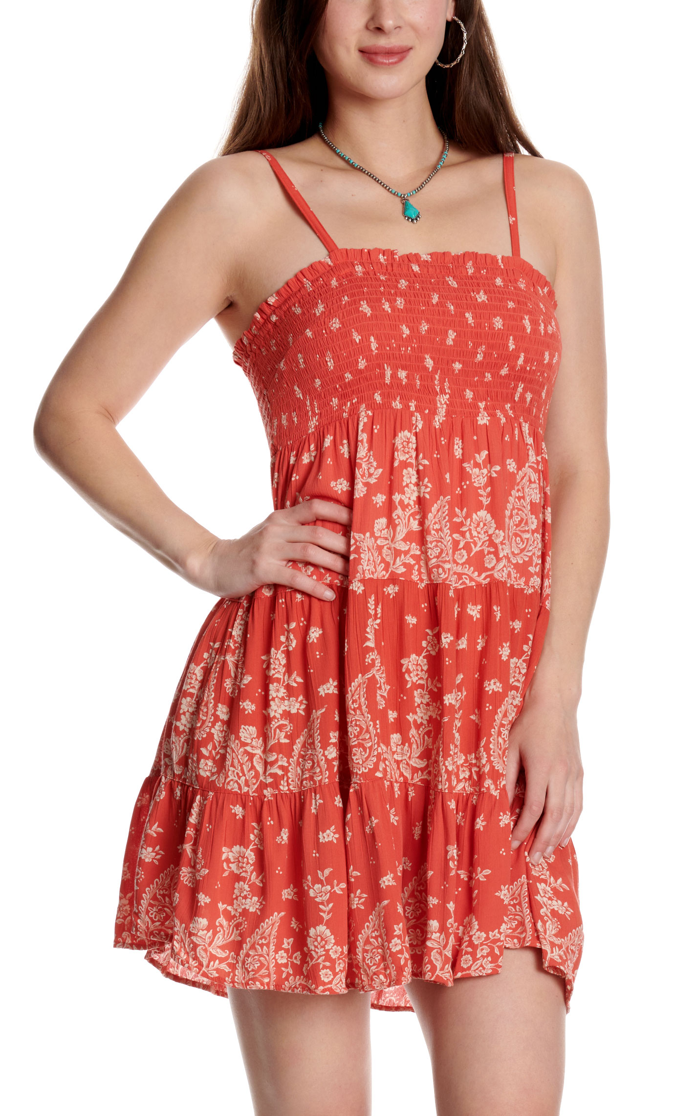 Angie Women's Flame Bandana Print Smocked Dress - Image 1
