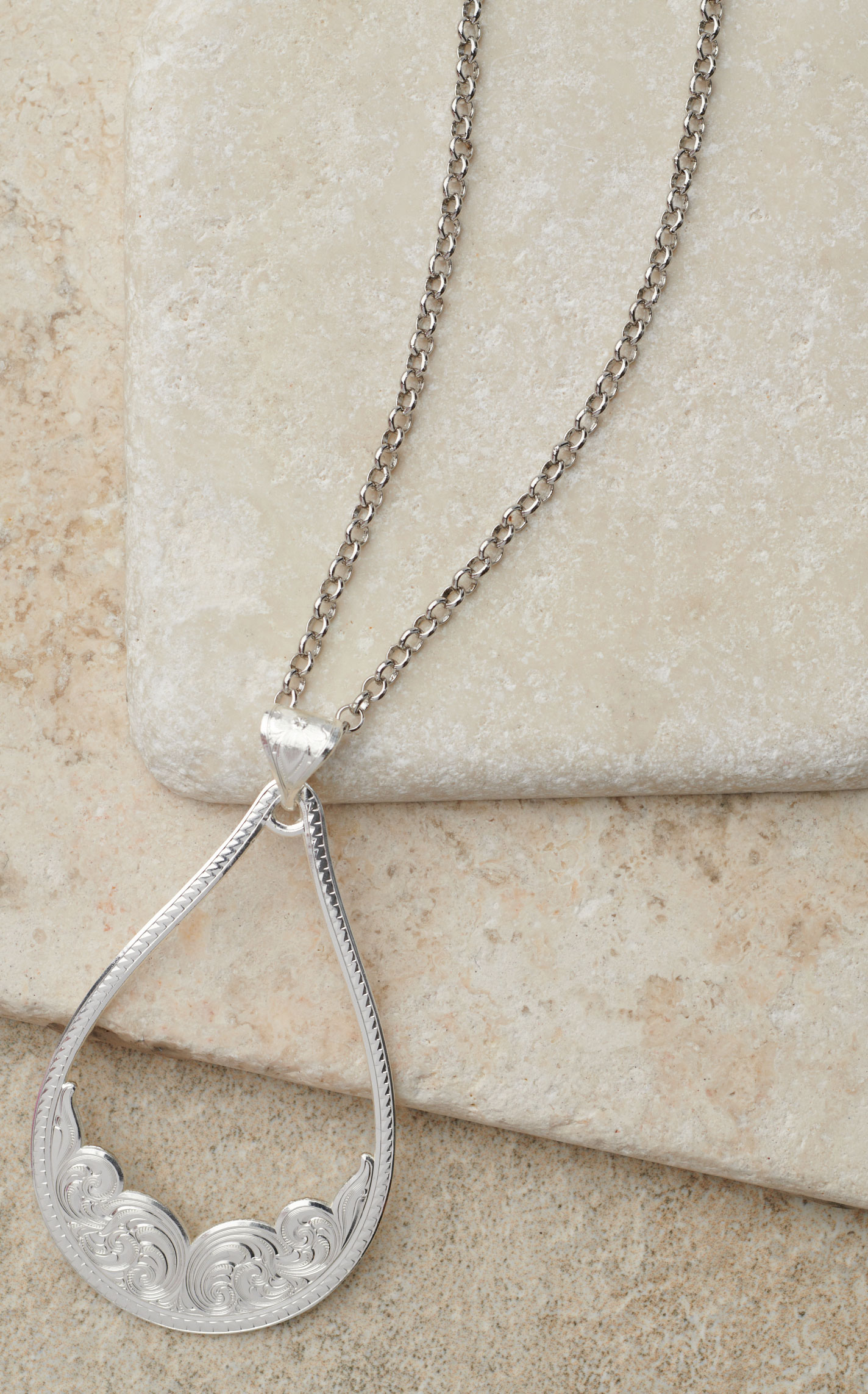 Montana Silversmith Silver Artistry Open Filigree Teardrop Pendant Necklace - Image 1