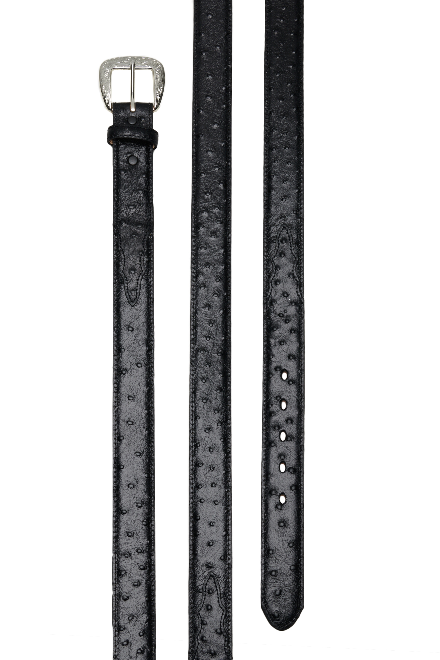 Tony Lama Men's Black Ostrich Print Western Belt - Image 1