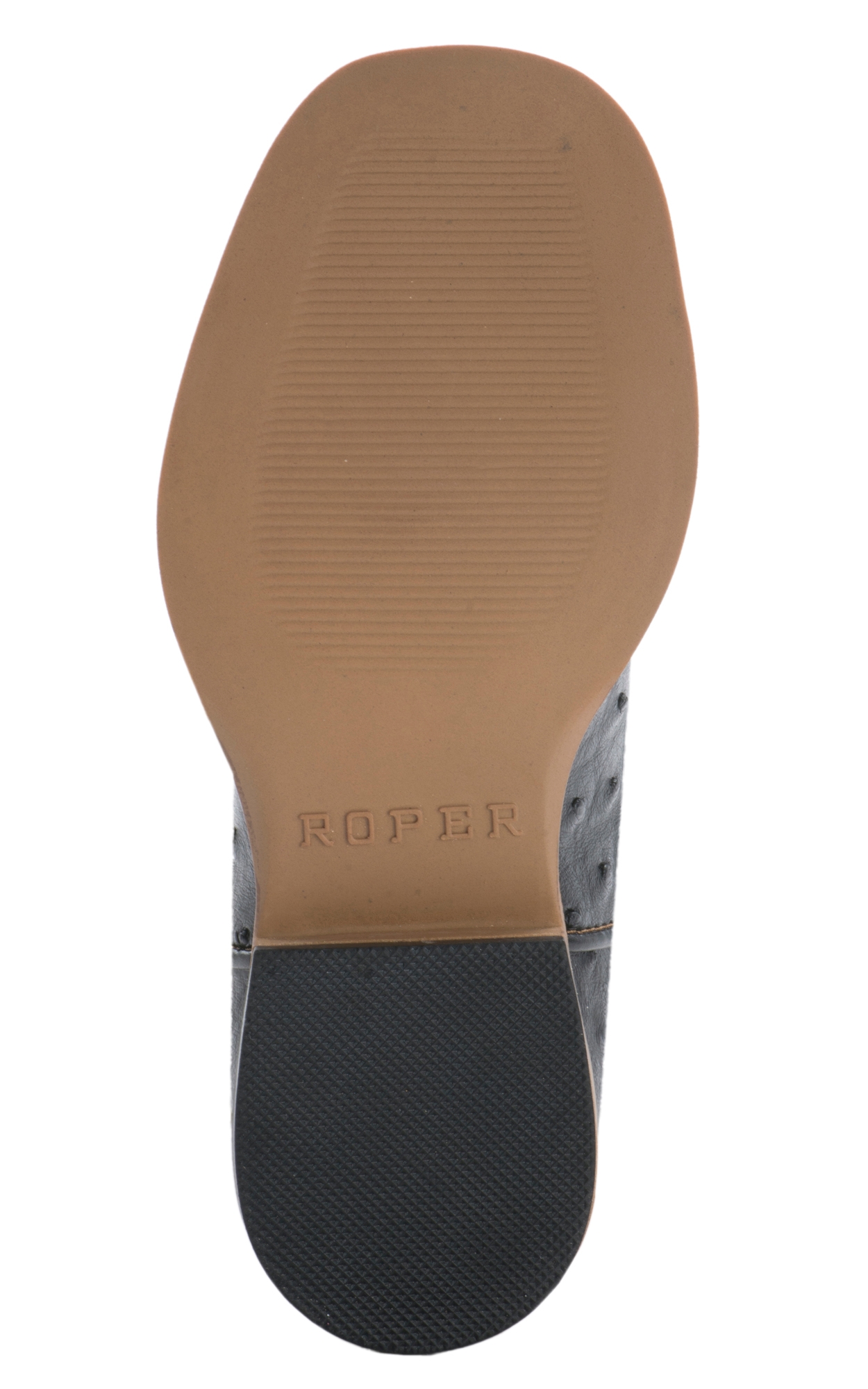 Roper Kids Black Ostrich Print with Tan Square Toe Cowboy Boot - Image 1