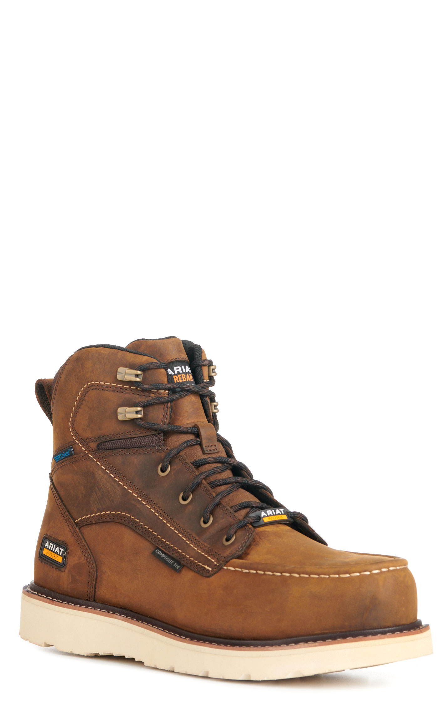Ariat Men's Rebar Wedge Distressed Brown Moc Composite Toe 6\