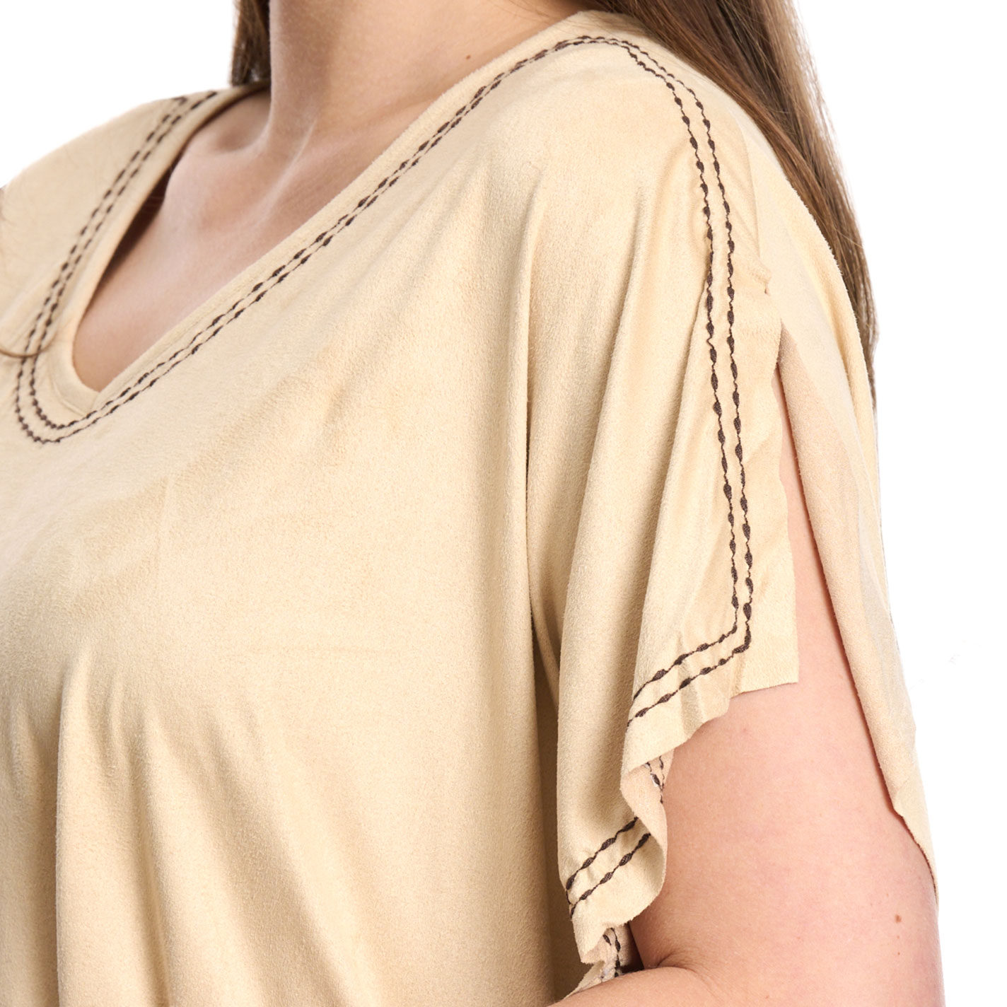 Cowgirl Hardware Women's Latte Faux Suede Fringed Poncho Top - Image 1