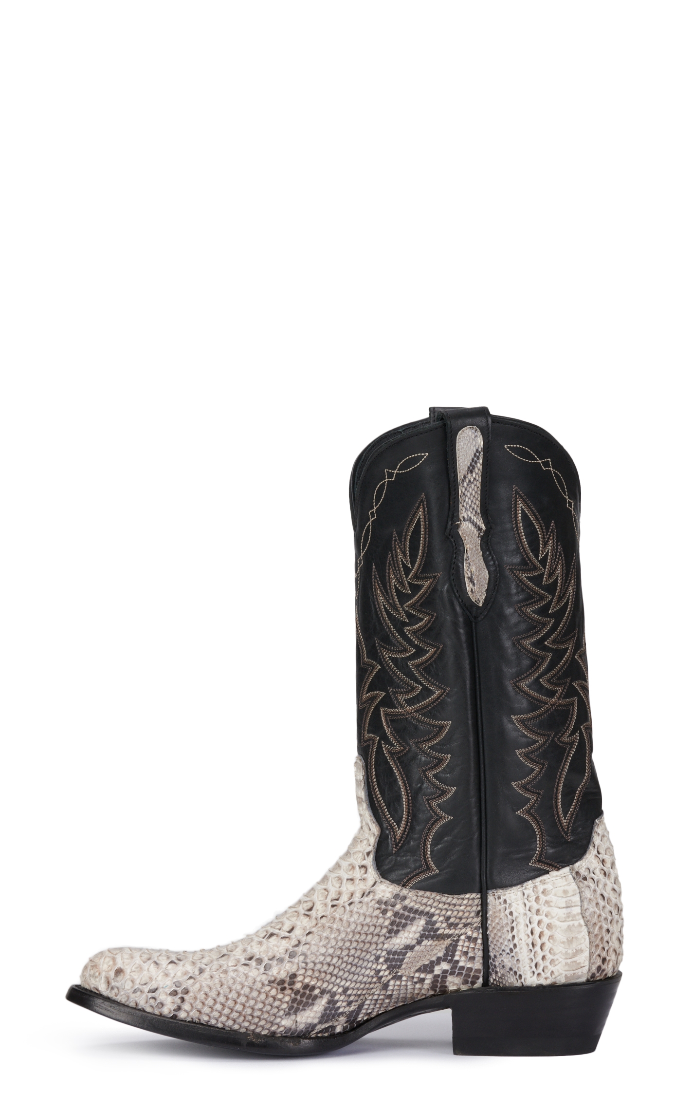 Cavender's Men's Black & Lamesa Natural Python R Toe Exotic Cowboy Boots - Image 1