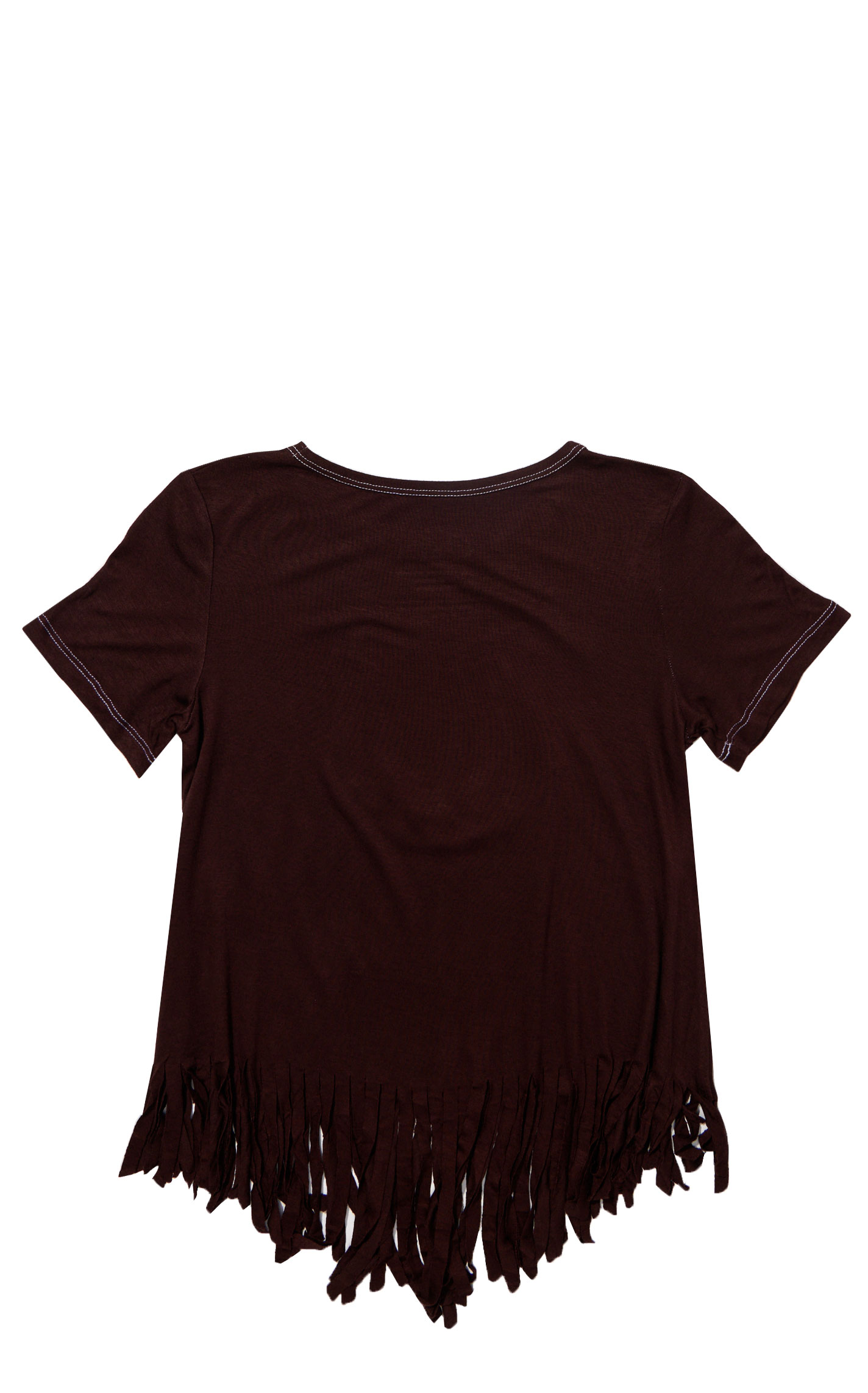 Cowgirl Hardware Girl's Dark Chocolate Horseshoe Fringe Top - Image 1