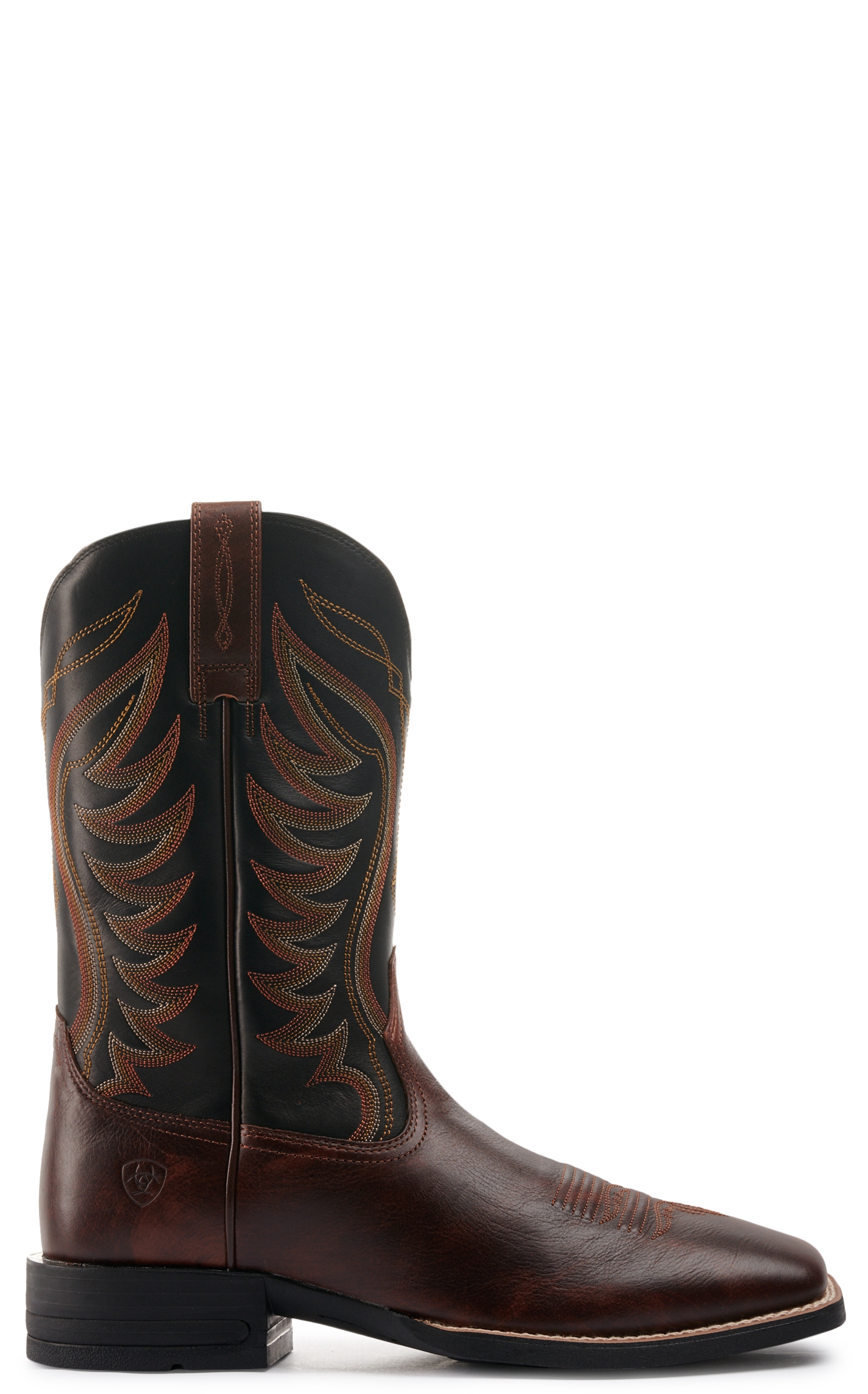 Ariat Men's Amos Shock Shield Barnwood Brown & Black Wide Square Toe Cowboy Boots - Image 1