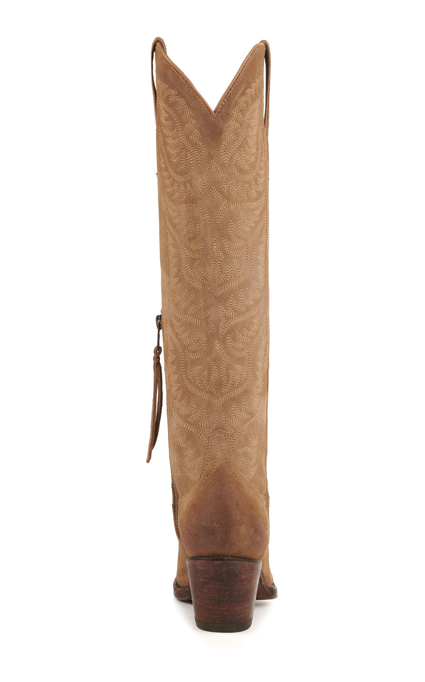 Ariat Women's Laramie Distressed Tan Suede StretchFit Snip Toe Tall Cowboy Boots - Image 1
