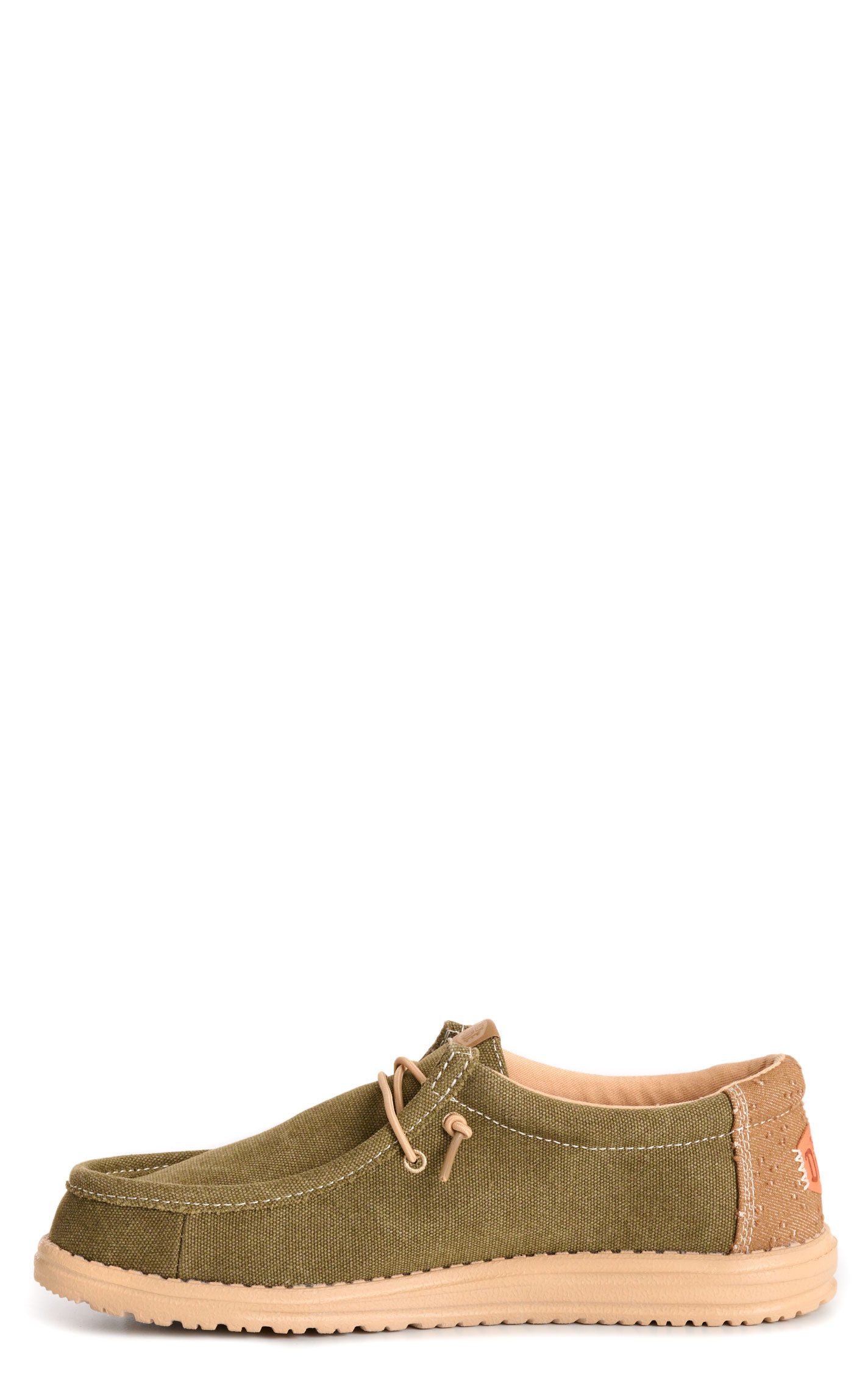 Hey Dude Men’s Wally Dusty Green & Tan Lace Up Moc Toe Casual Shoes - Image 1