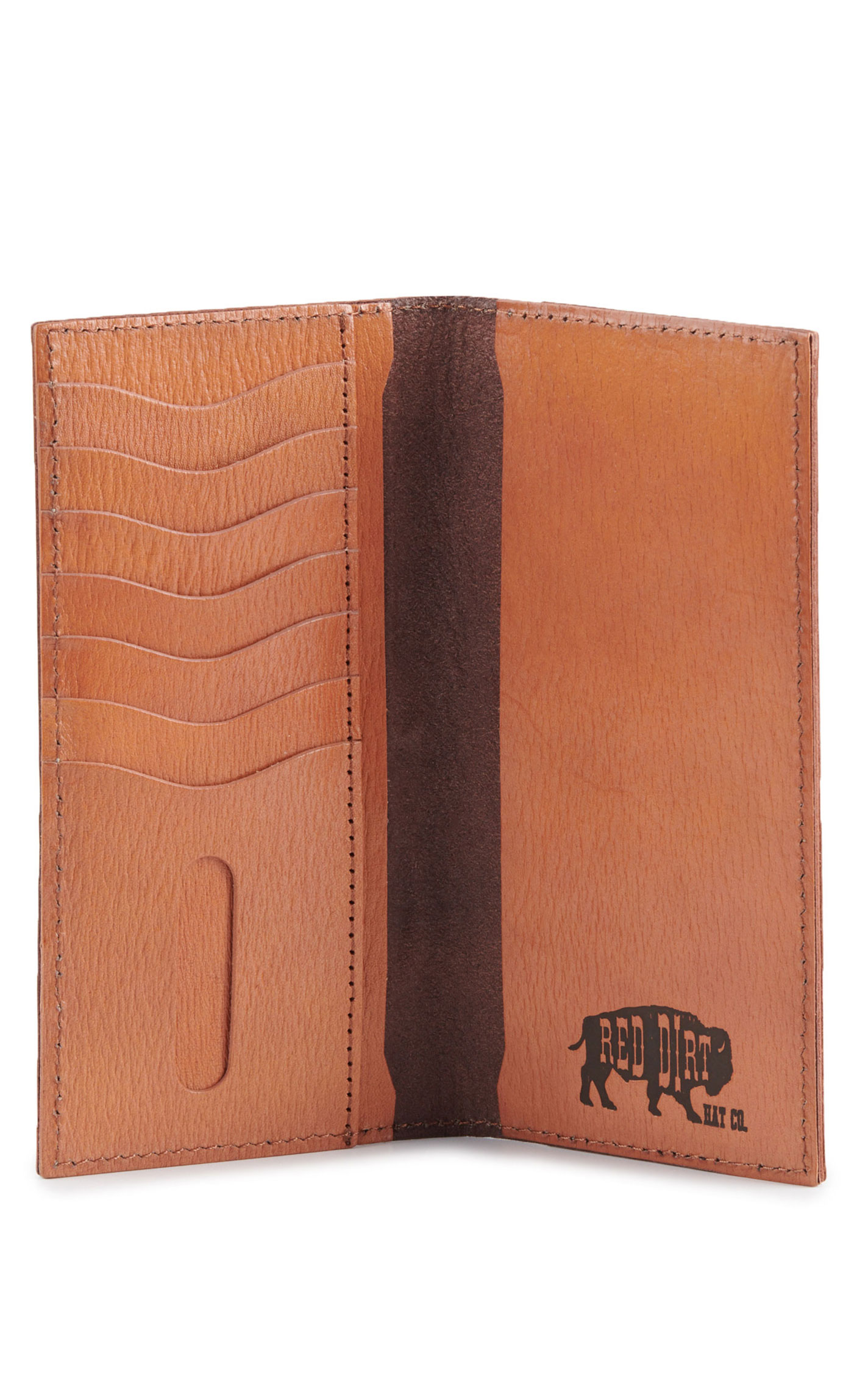 Red Dirt Hat Co. Brown Leather with Floral Tooling with Cream Underlay Rodeo Wallet - Image 2