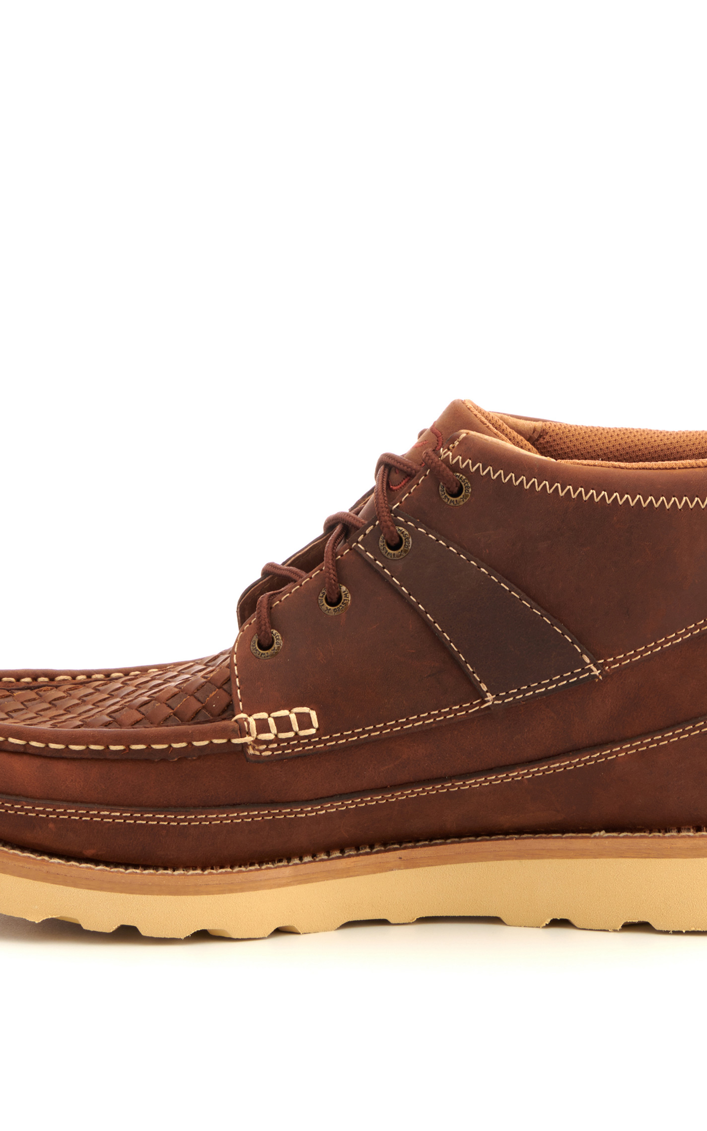 Twisted X Men's Brown Woven Insert Crepe Wedge Lace Up Casual Shoes - Image 1