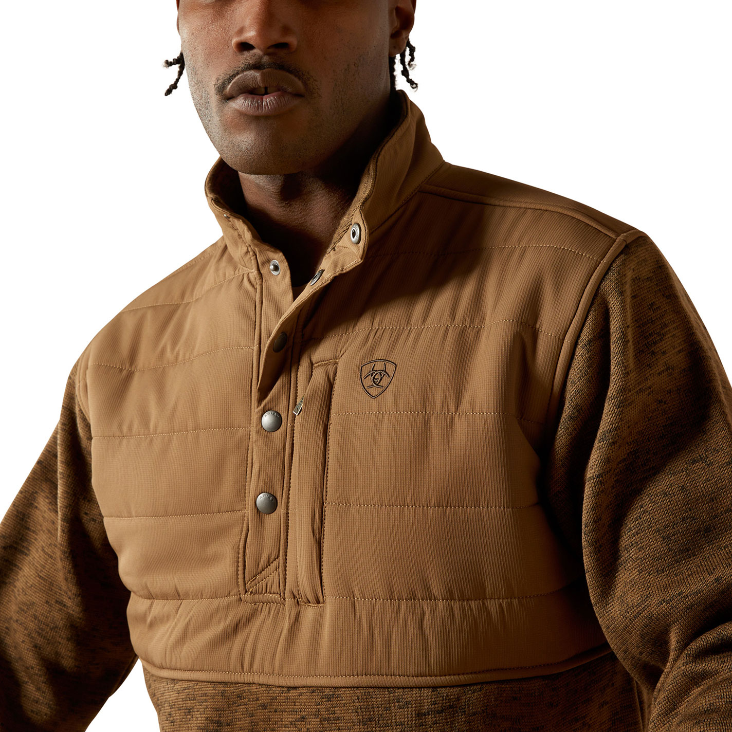 Ariat Men's Caldwell Khaki Reinforced Snap Sweater - Image 1
