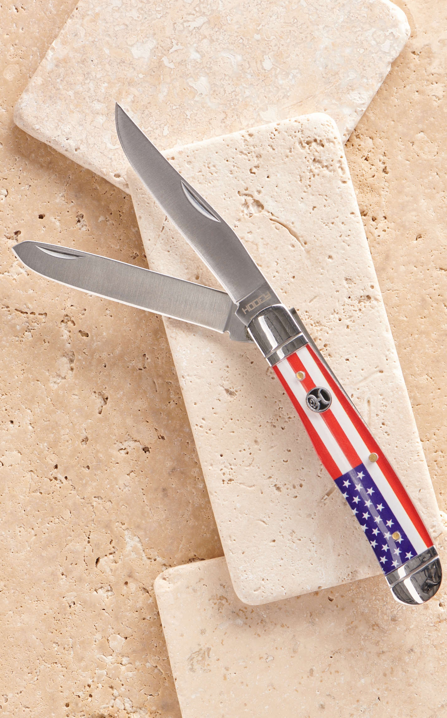 HOOey American Flag Acrylic Large Trapper Knife - Image 1