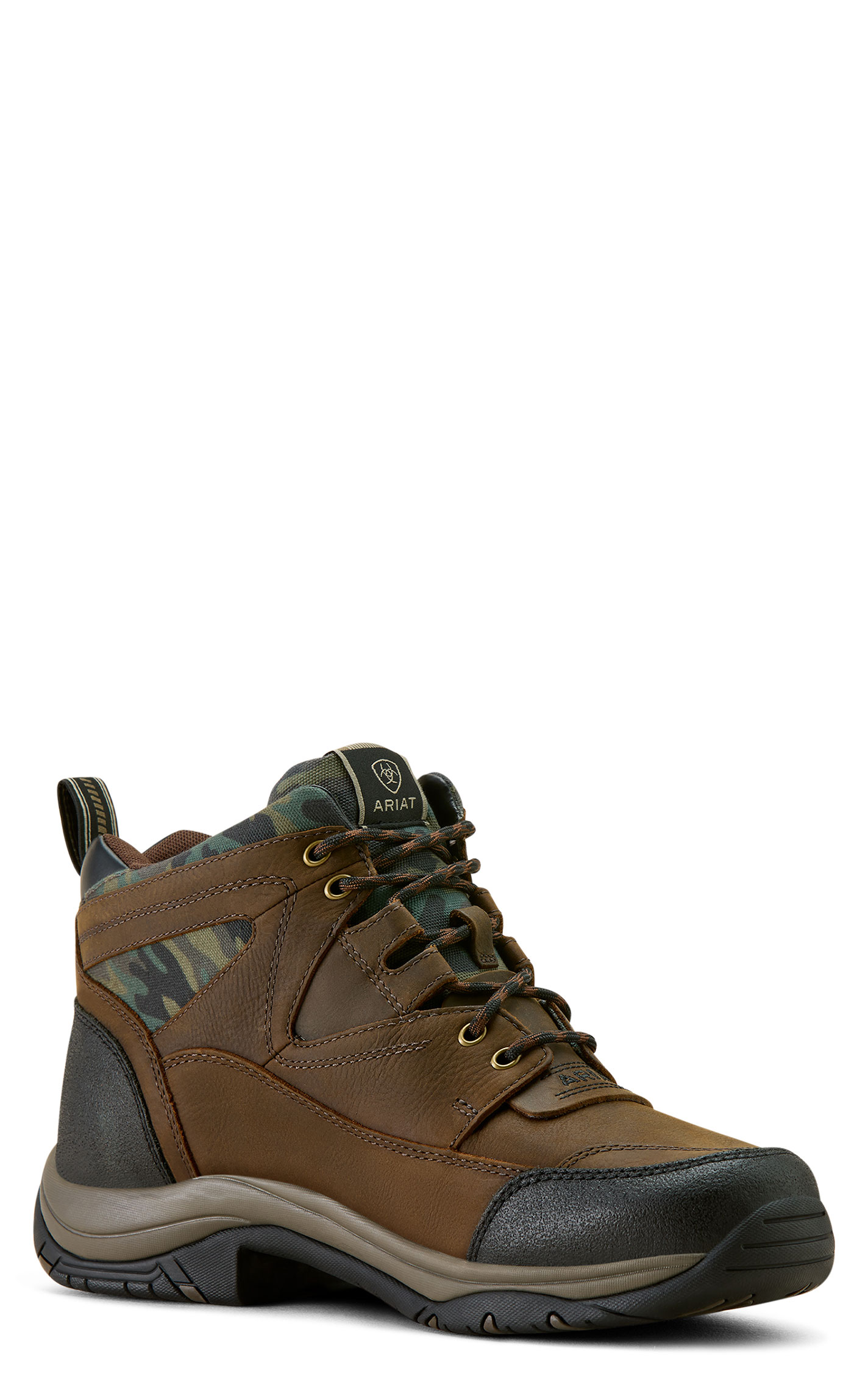 Ariat Men's Dark Coffee & Camo Terrain H2O Round Toe Boots - Image 1