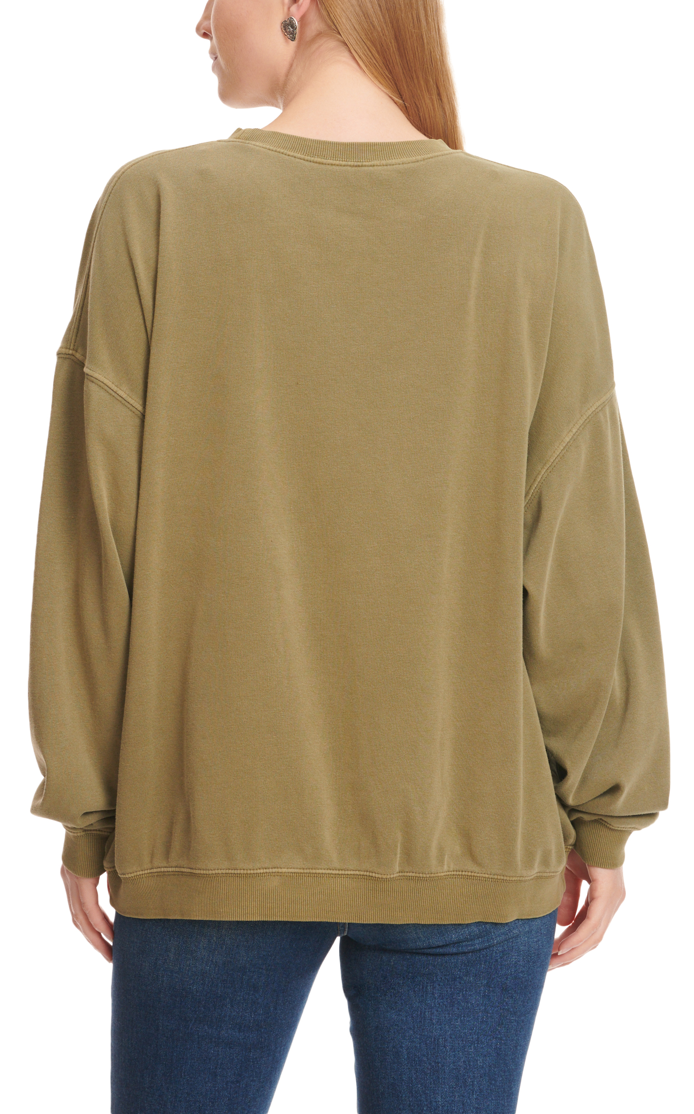 Double Zero Women's Olive Long Live Cowboys Graphic Long Sleeve Pullover - Image 1