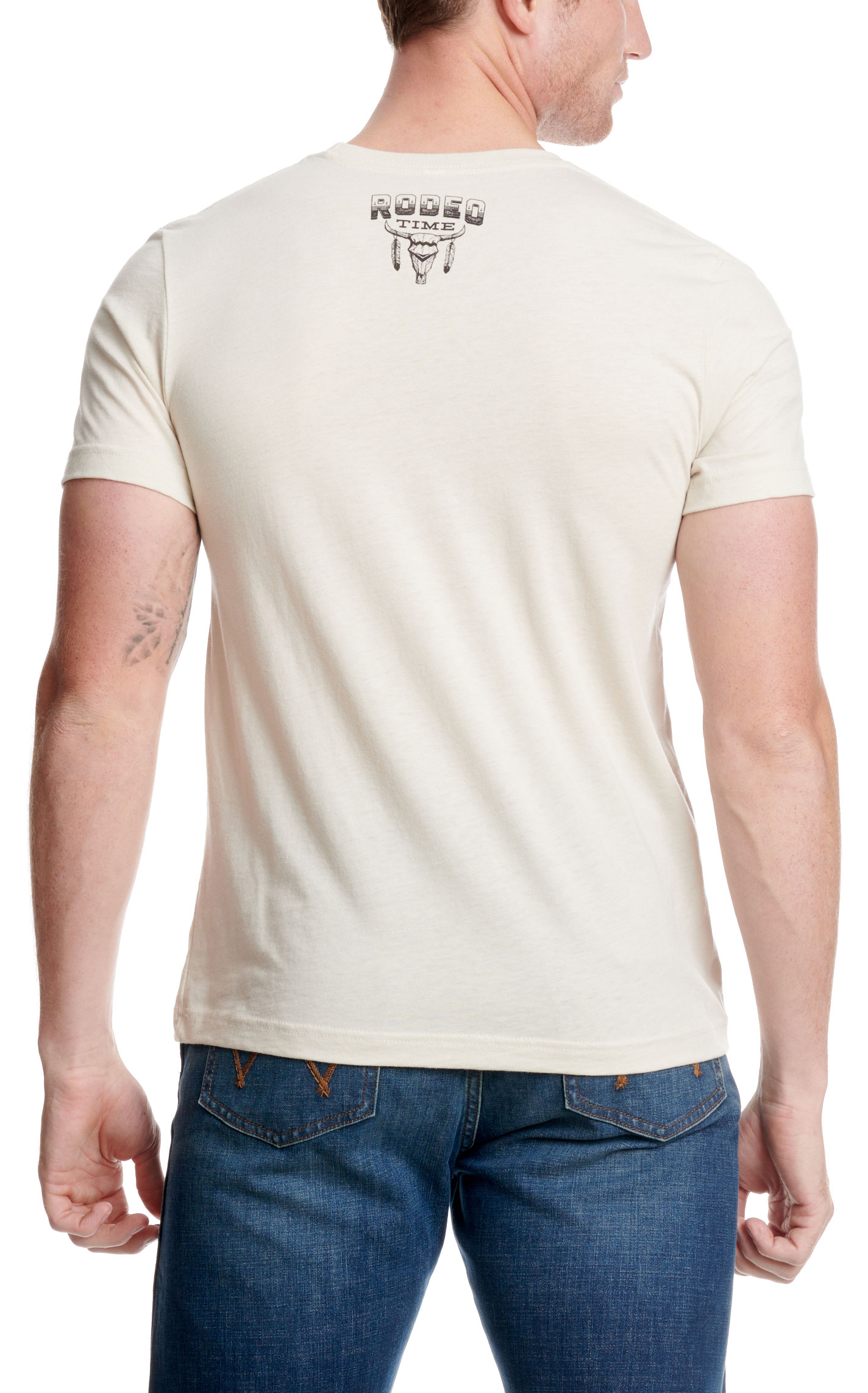 Rodeo Time Dale Brisby Men's Bone & Radiator Ranch Logo T-Shirt - Image 1