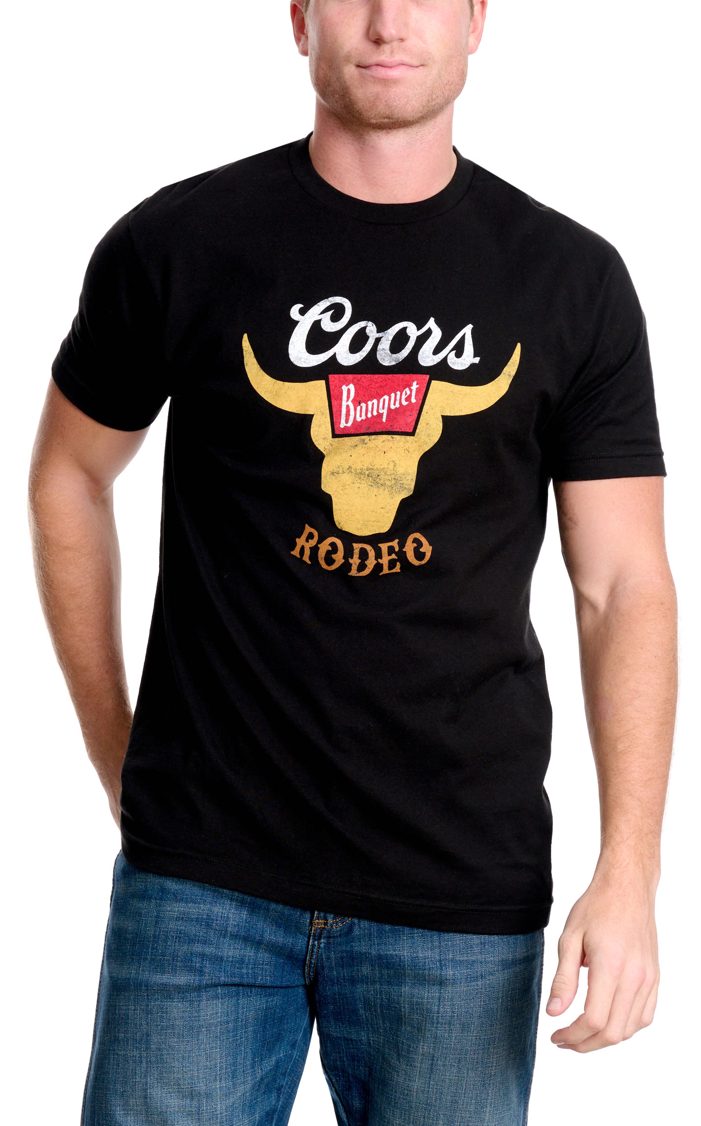 Brew City Men's Black Coors Rodeo Graphic T-Shirt - Image 1