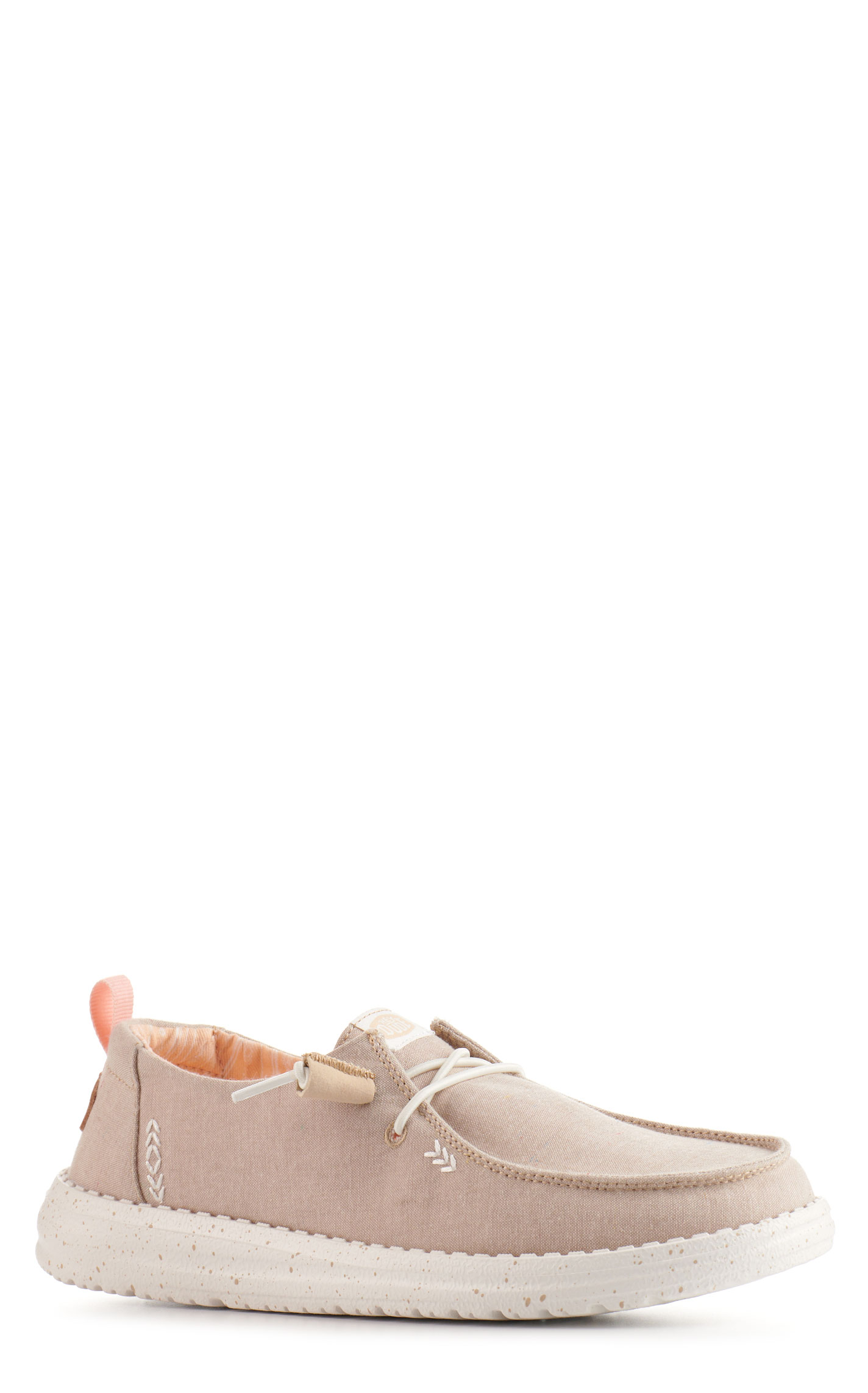 Hey Dude Women's Wendy Chambray Tan Moc Toe Lace Up Casual Shoes - Image 1