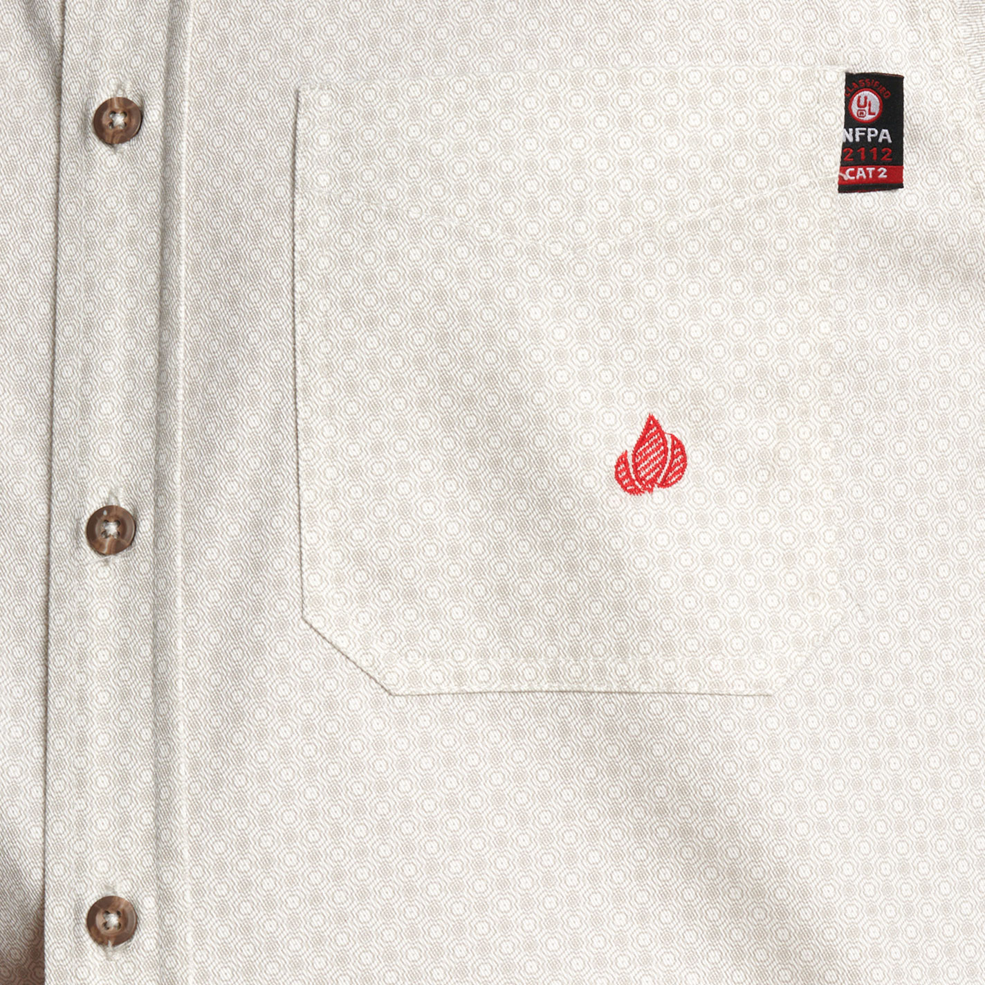 Forge Men's White & Tan Print Flame Resistant Work Shirt - Image 2
