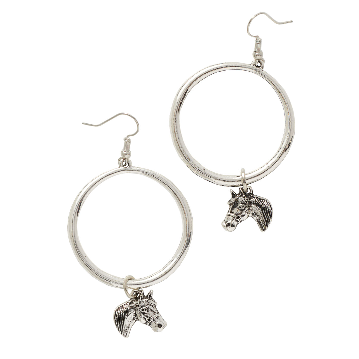 West & Co. Silver Hoops & Horse Charm Earrings - Image 1