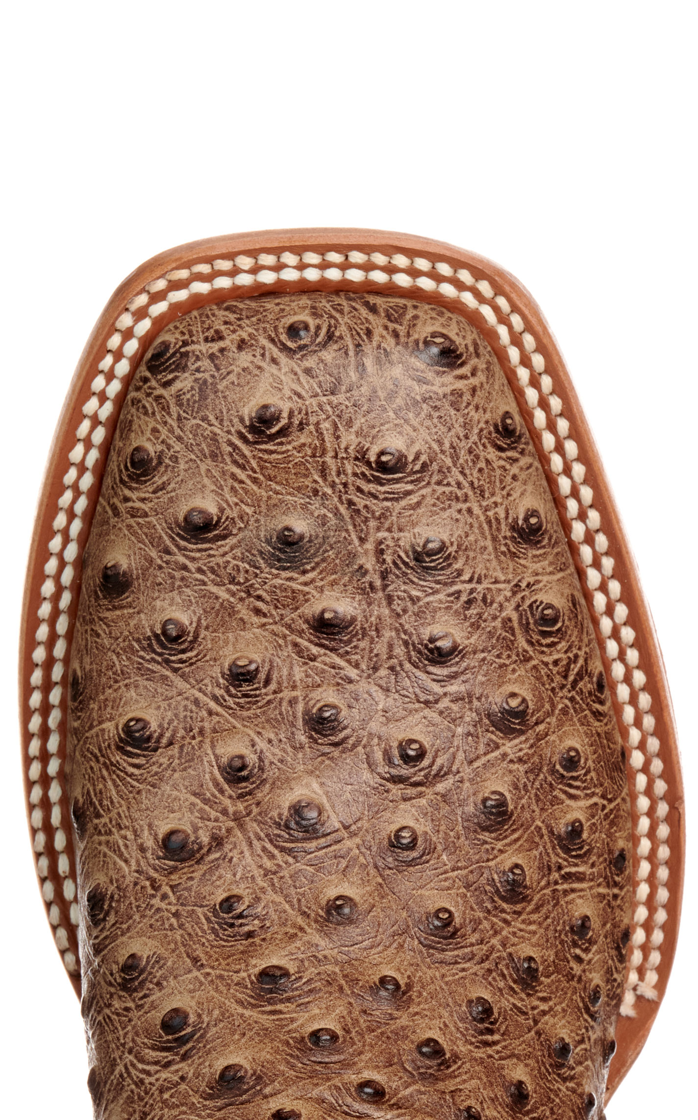 Cavender’s Women’s Endurance Sand Ostrich Print and Metallic Purple Wide Square Toe Cowboy Boots - Image 1
