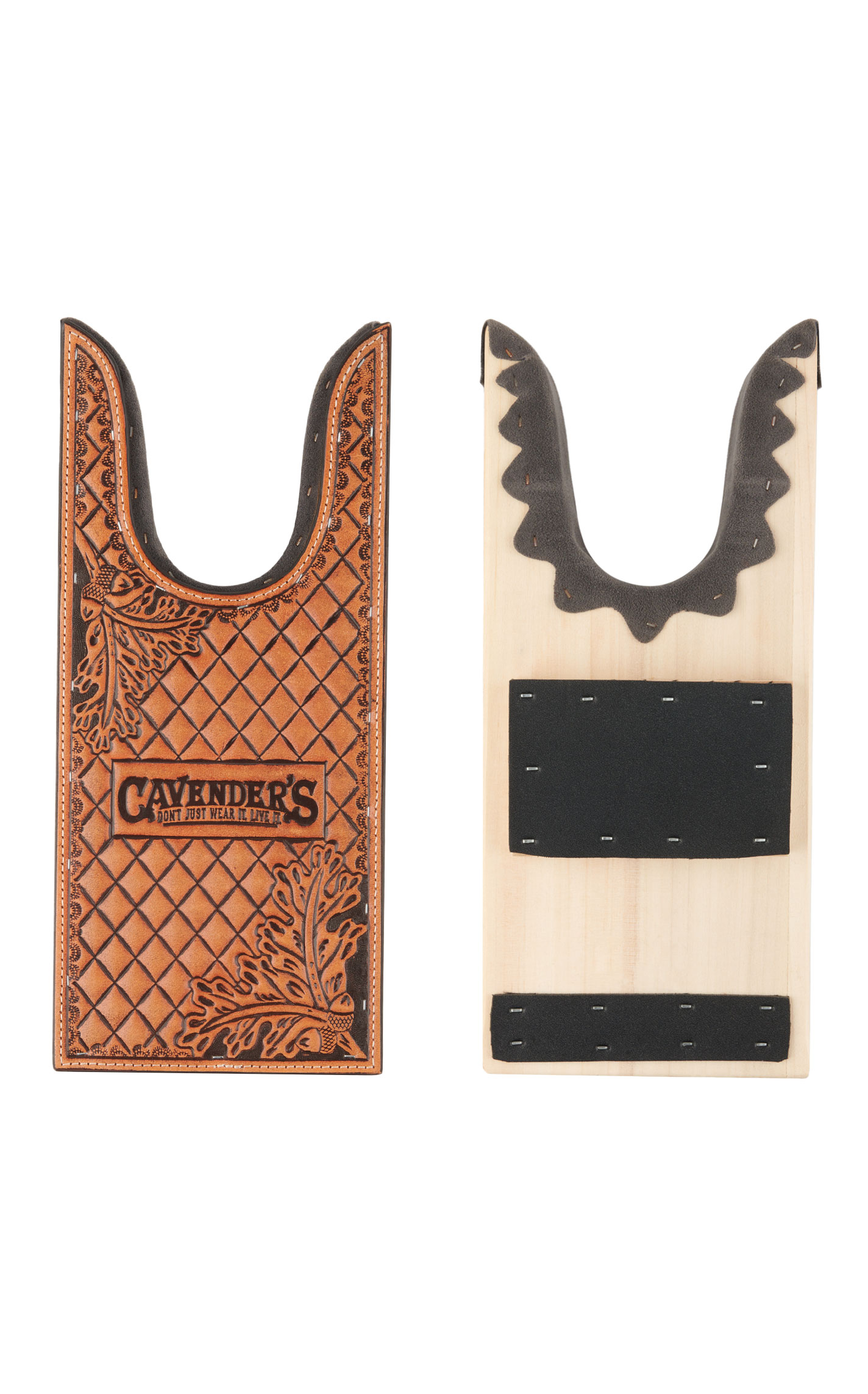 Cavender's Natural Tan Diamond and Oak Leaf Embossed Leather Boot Jack - Image 1
