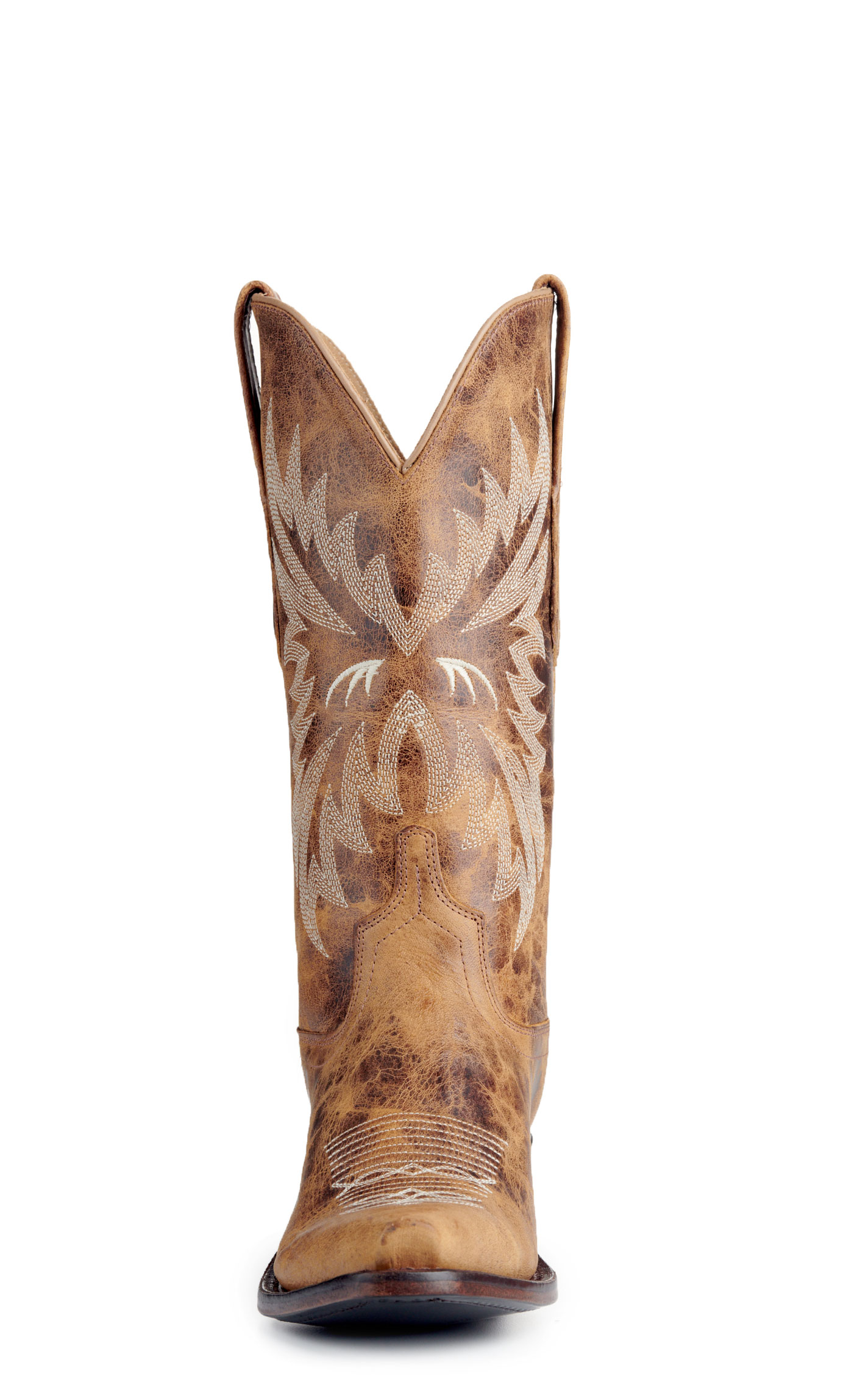 Old West Women's Burnt Tan Snip Toe Cowboy Boots - Image 1