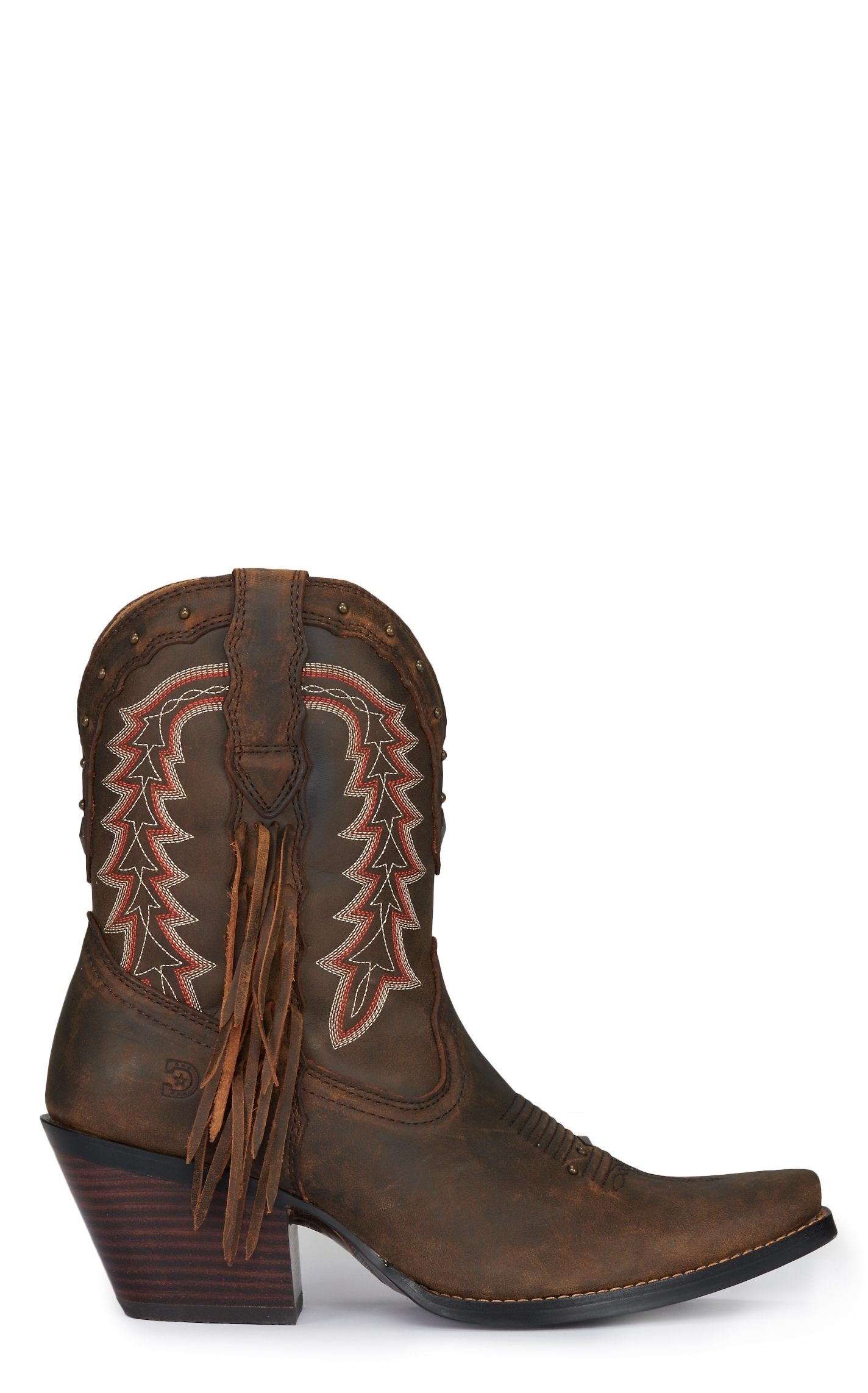 Durango Women's Crush Roasted Pecan with Fringe Snip Toe Cowboy Booties - Image 1