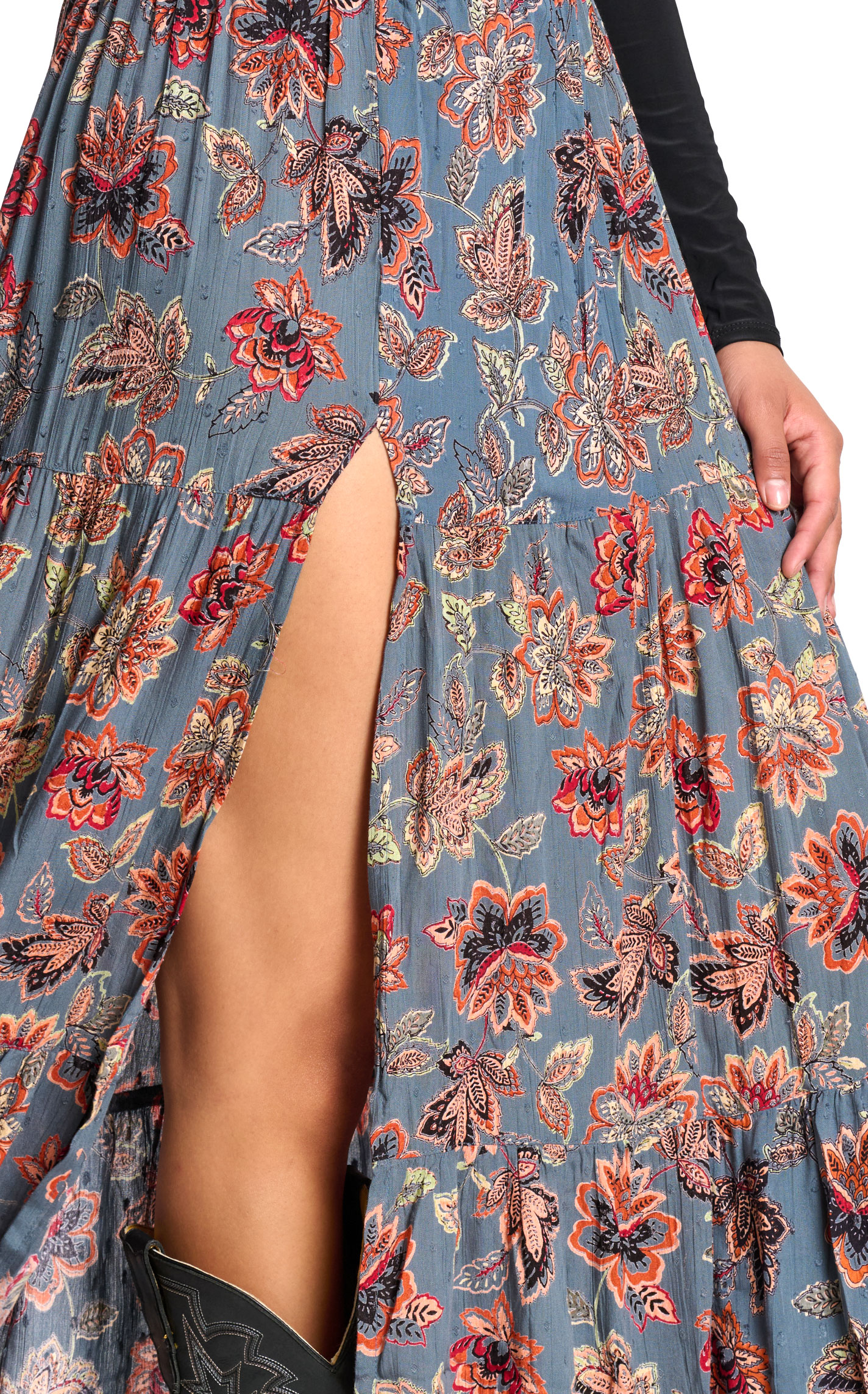 Angie Women's Stone Blue Floral Print Skirt - Image 1