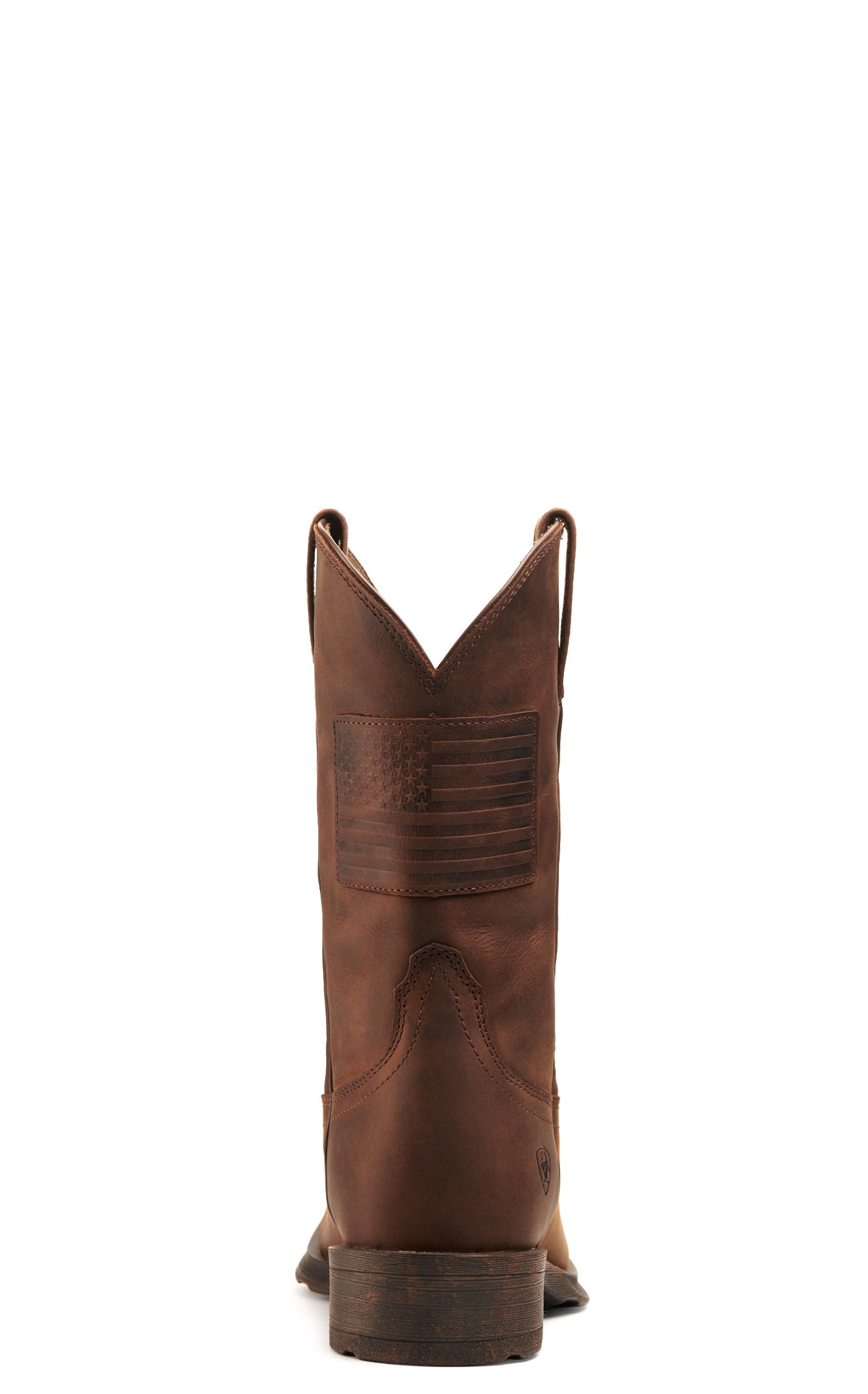Ariat Men's Rambler Patriot Distressed Brown with Flag Patch Bantamweight Square Toe Cowboy Boot - Image 1