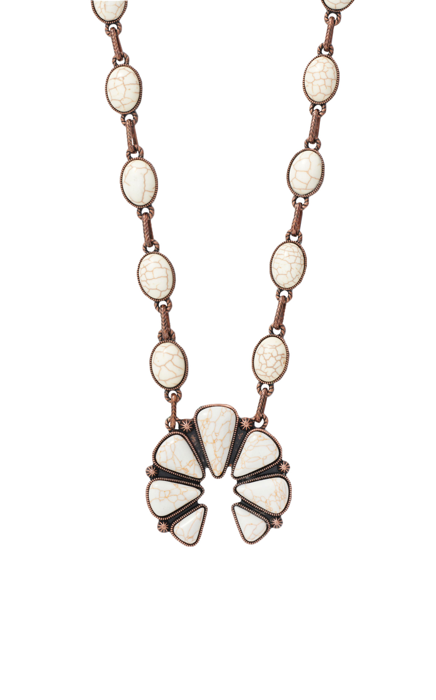 Southern Grace Copper & Cream Squash Blossom Teardrop Necklace - Image 2