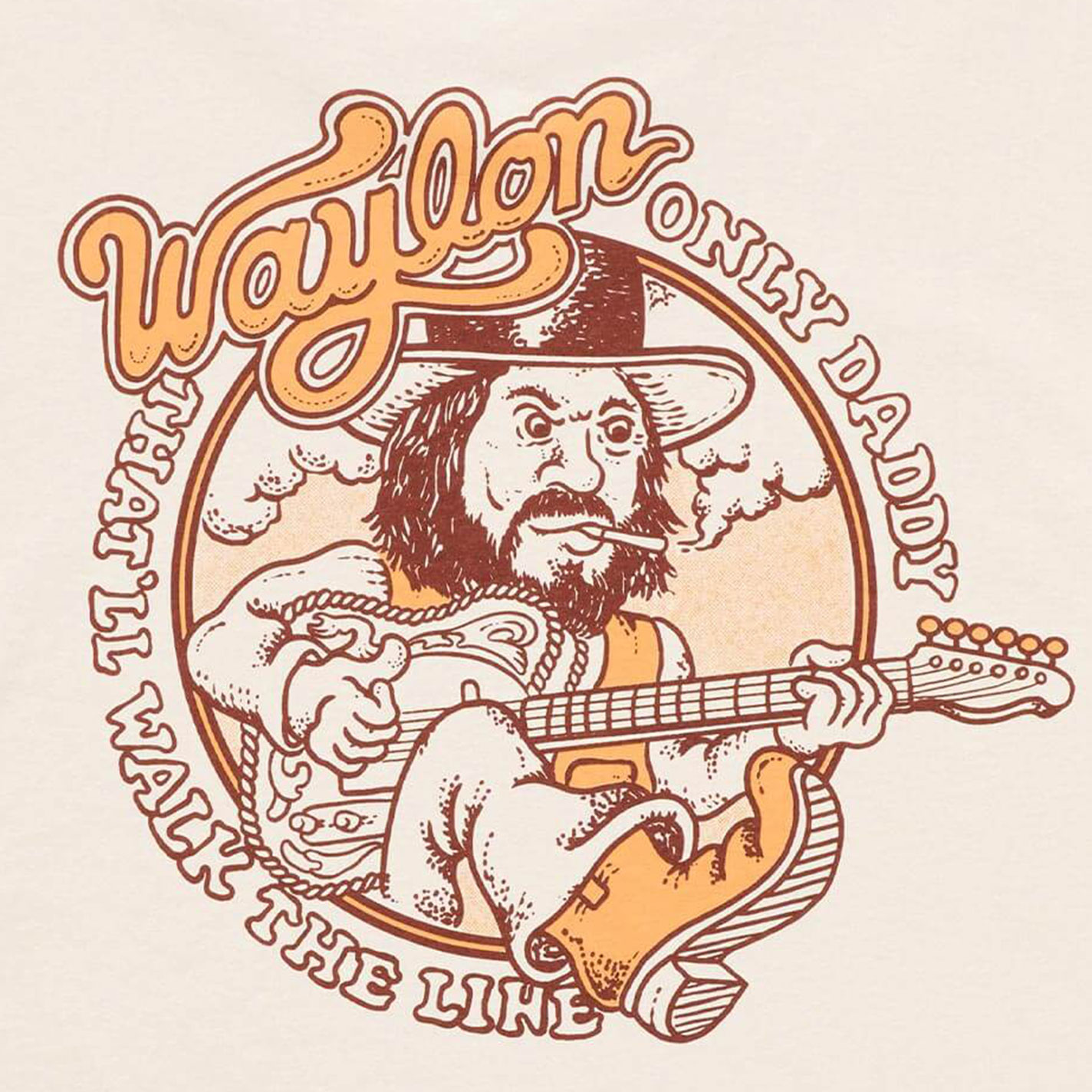 Seager X Waylon Jennings Men's Cream Only Daddy Graphic T-Shirt - Image 1