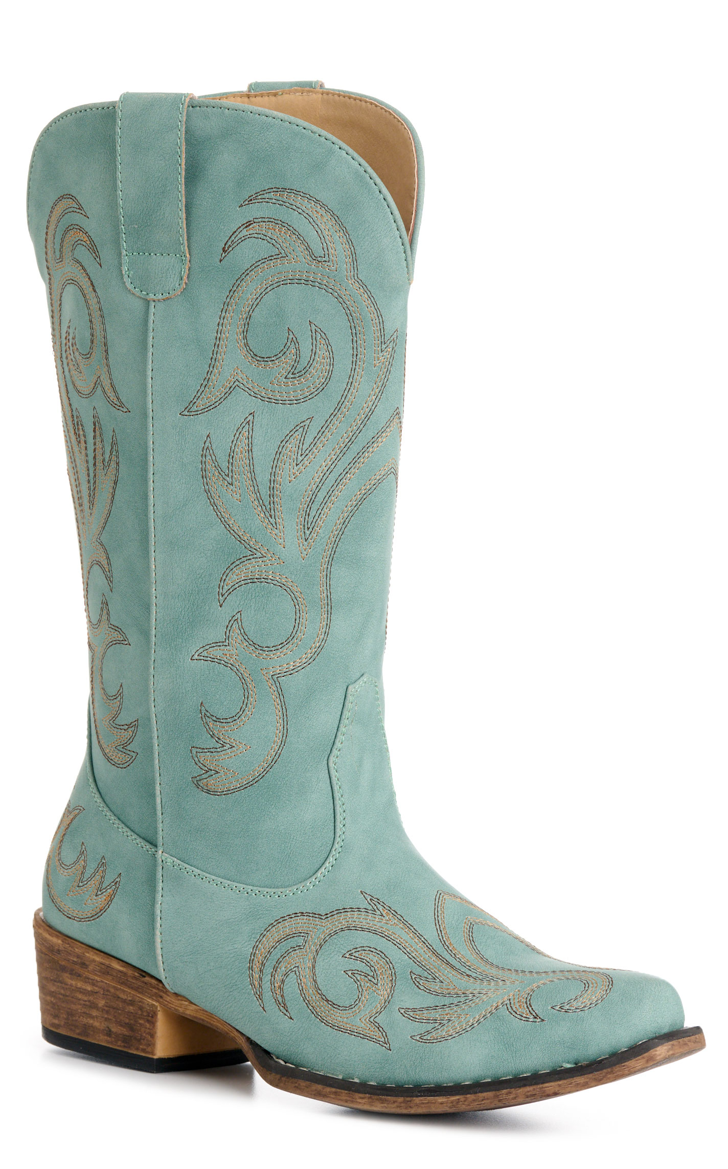 Roper Women's Riley Sea Green-Turquoise Faux Leather Snip Toe Cowboy Boots - Image 1