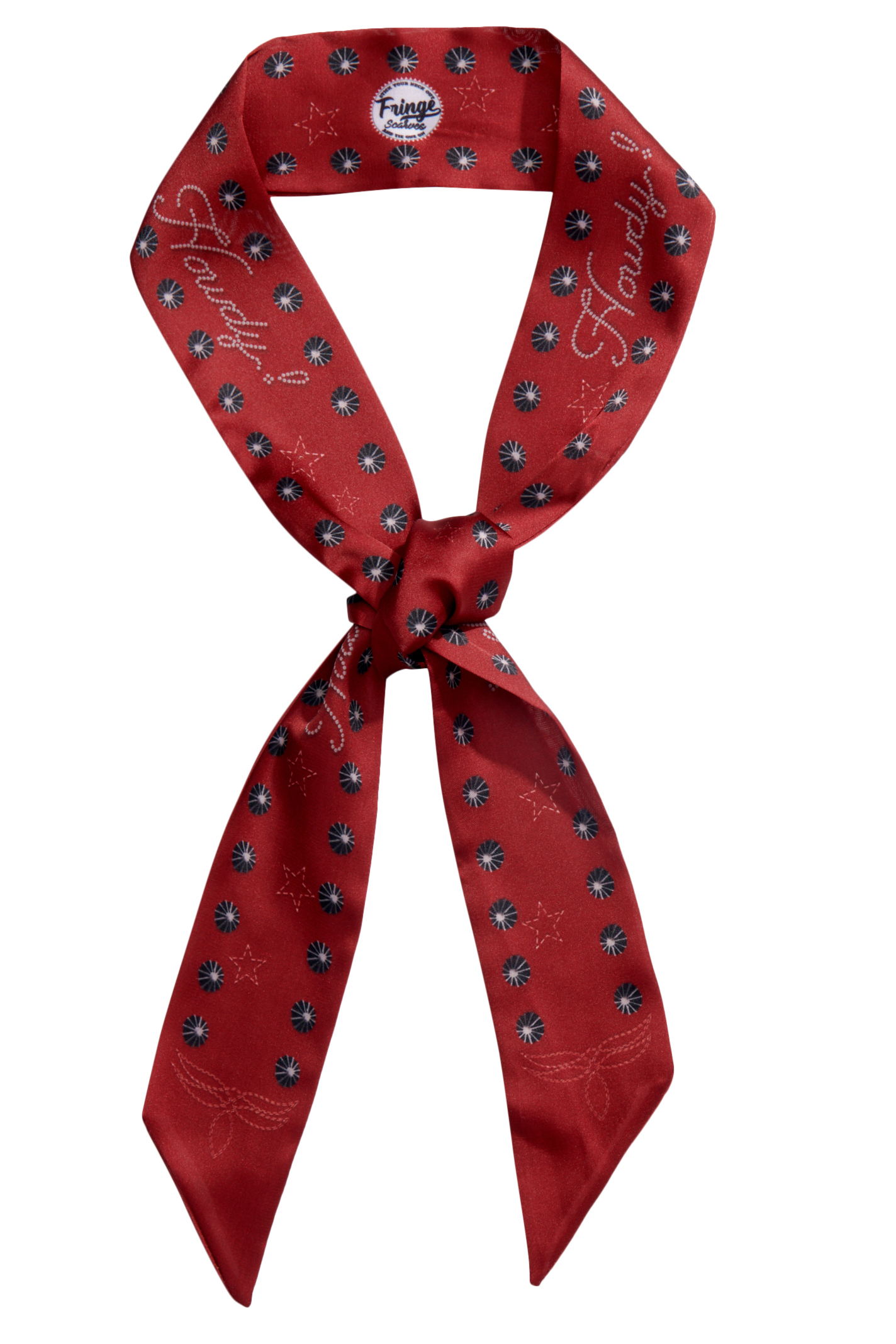 Fringe Scarves Red & Howdy & Studs Print Twilly - Image 1